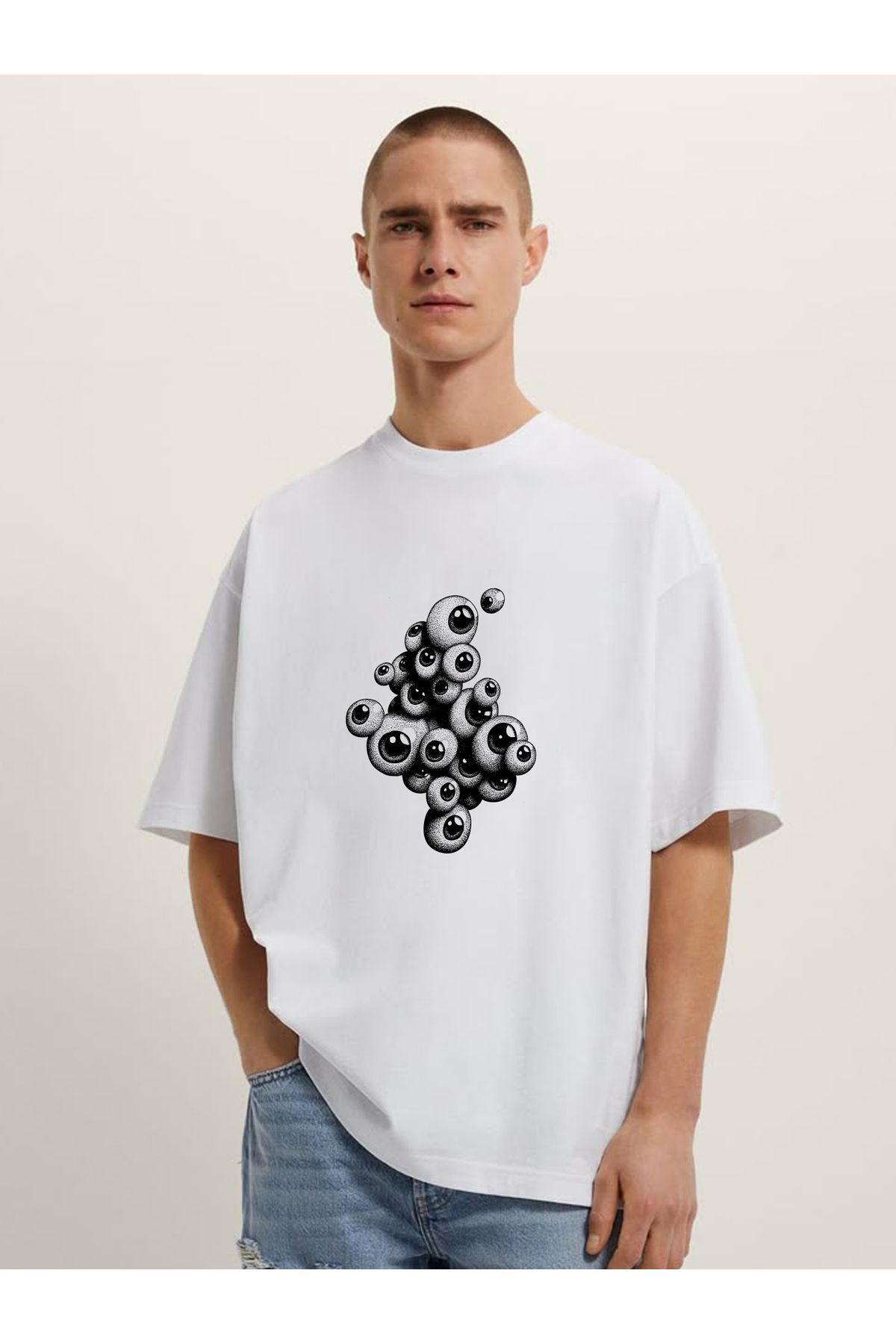 Plaza Butik Eyez Baskılı Unisex Oversize T-shirt