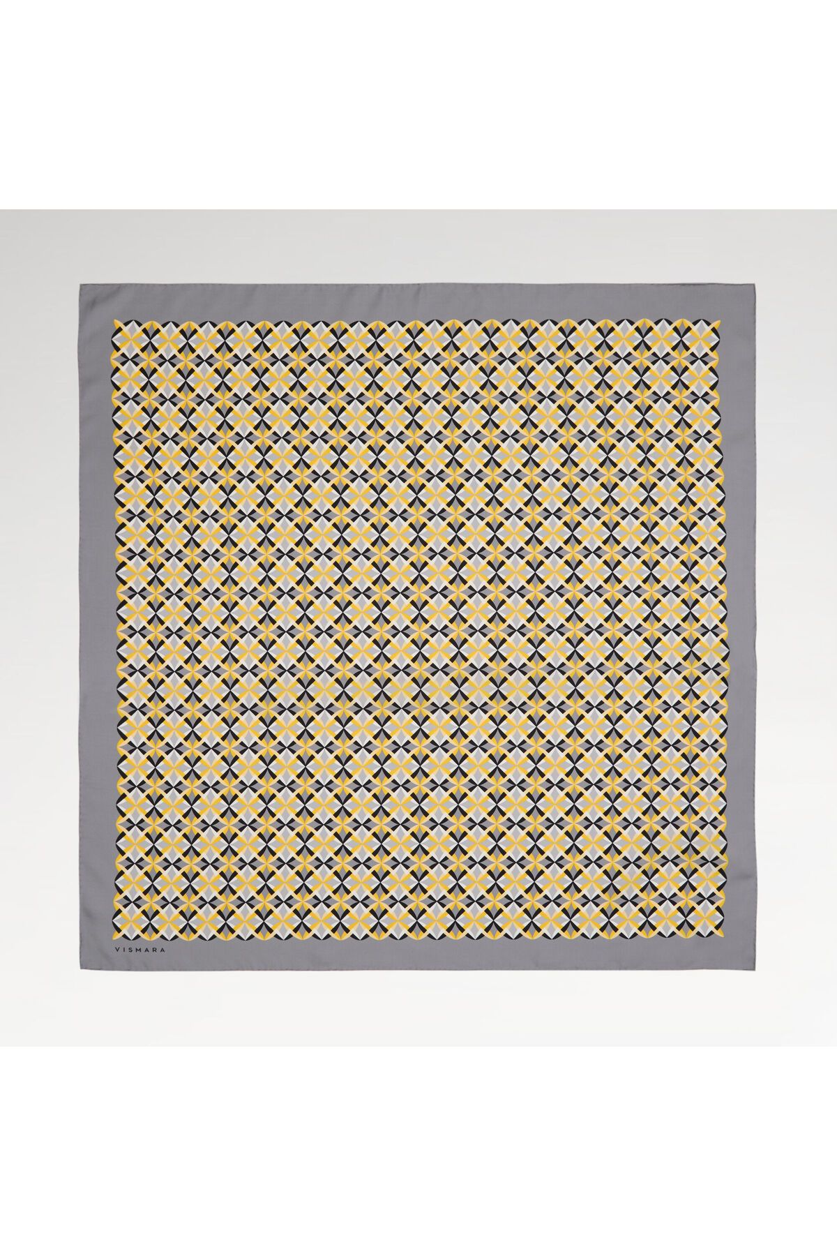 Vismara Gri Diamond Line Retro Desen Twill İpek Eşarp
