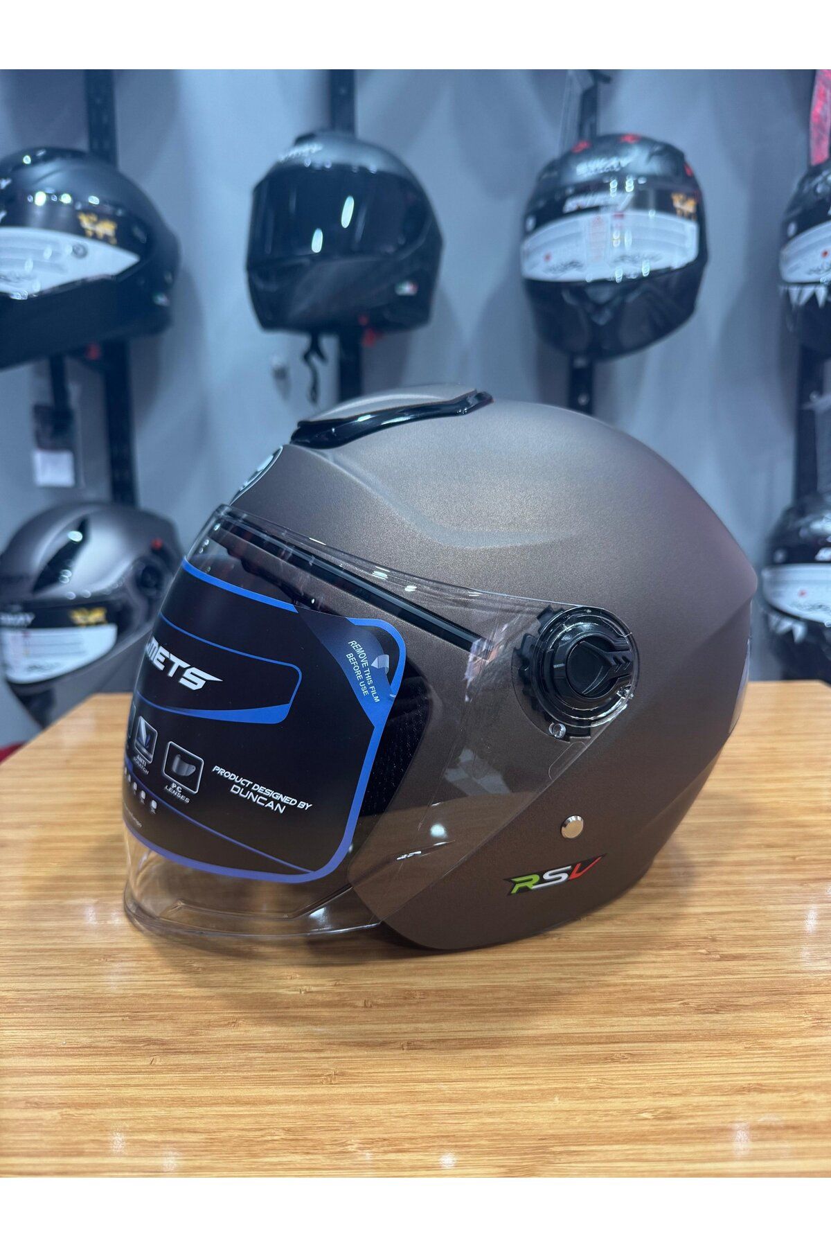 RSV Güneş Vizörlü Açık Kask (KAHVERENGİ)
