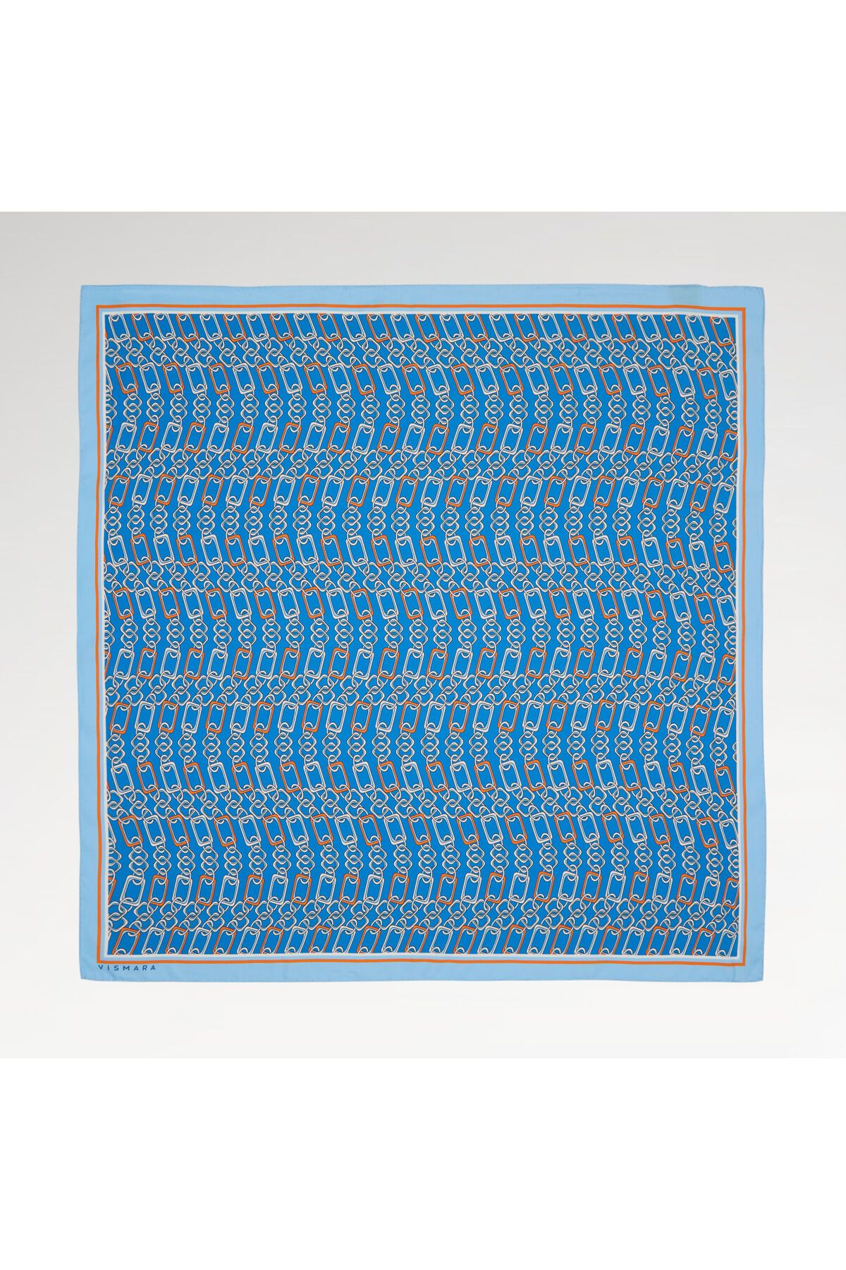 Vismara Mavi Modern Zincir Desen Twill İpek Eşarp