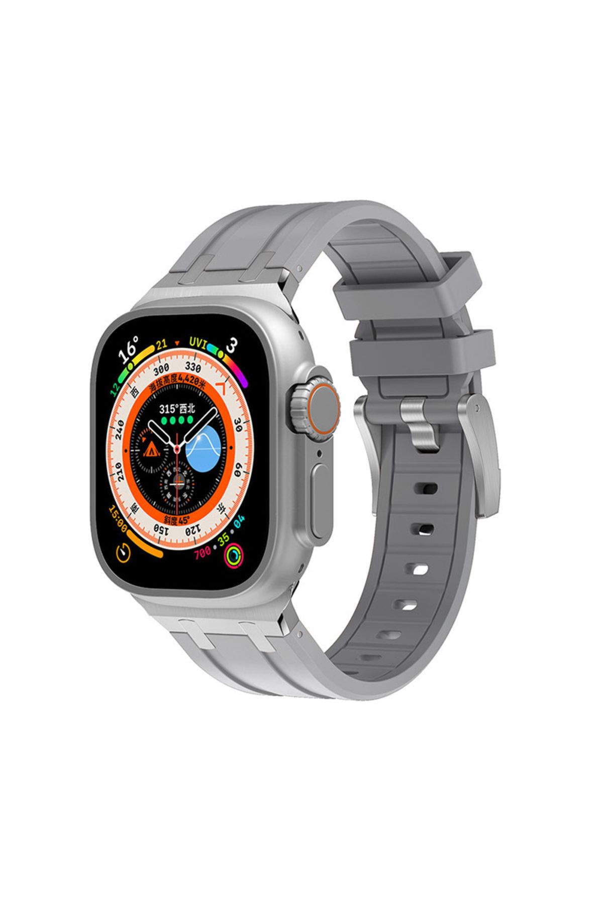 System Com Watch Ultra 49mm Uyumlu KRD-89 Uyumlu SYS Kordon-Gümüş