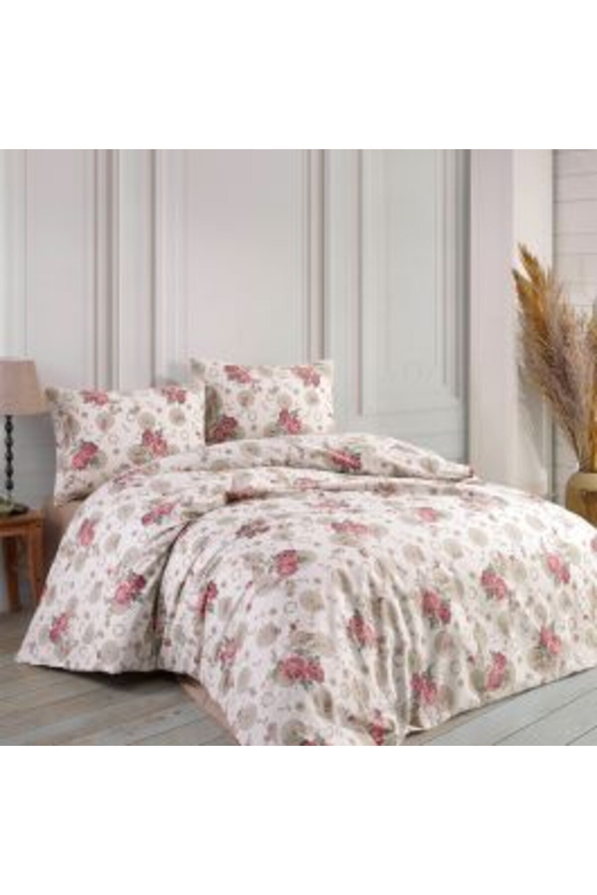 Homelux-Set husă pilotă 200x220 cm + 2 fețe de pernă 50x70 cm, Acasa, 100% bumbac, alb/roșu/bej 1
