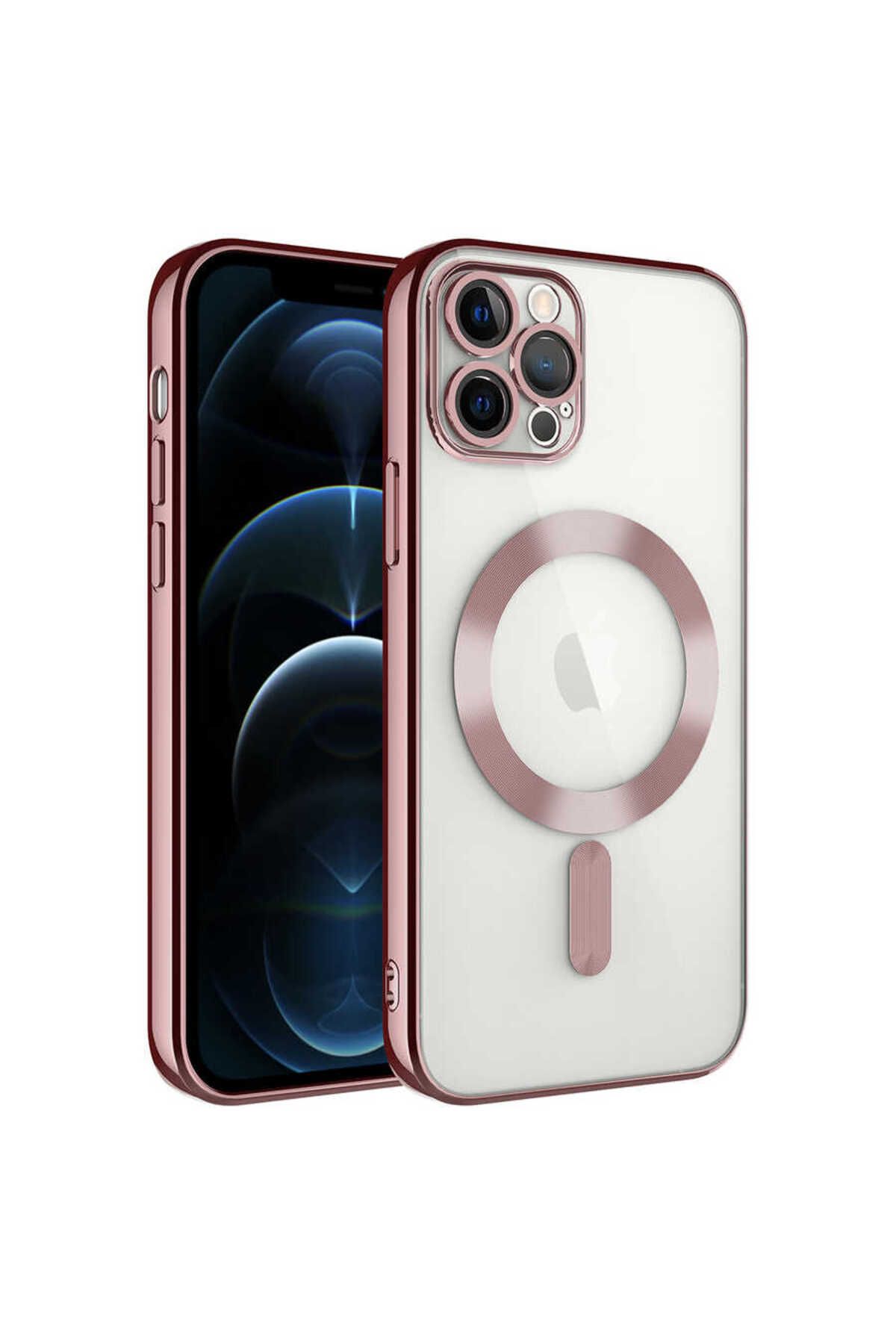 System Com iPhone 11 Pro Uyumlu Kamera Korumalı Magsafe Wireless Şarj Özellikli SYS Demre Kılıf-Rose Gol