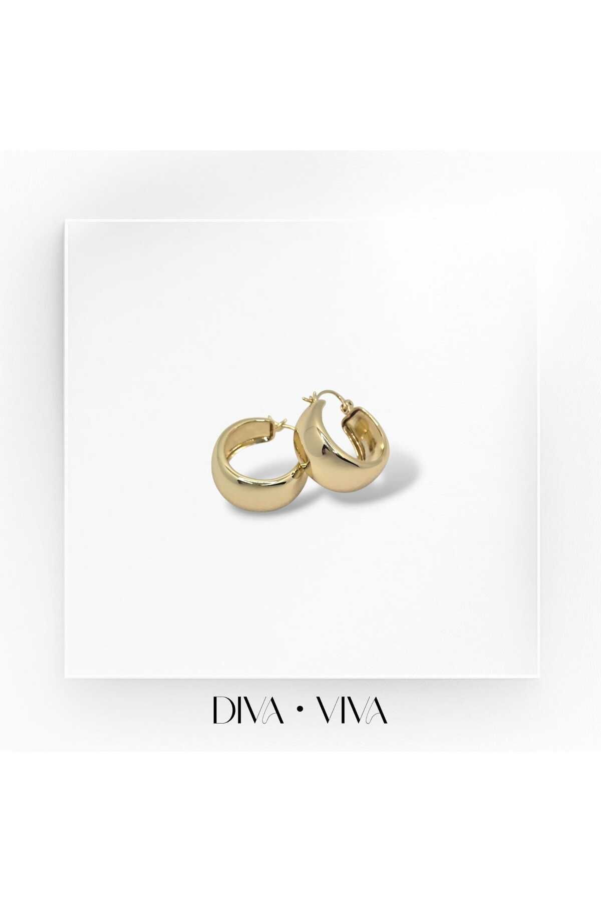 DivaViva Diva Viva - VIP 14K Vintage Kalın Halka Kadın Timeless Loop Küpe