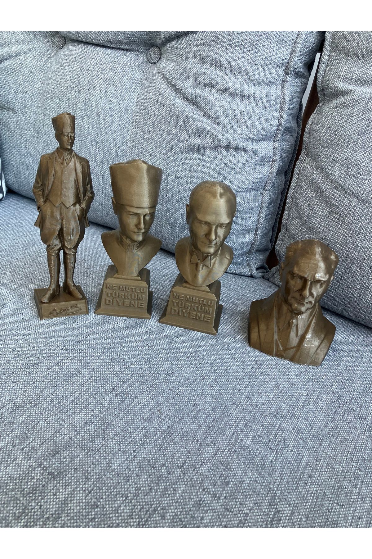 Home 4 adet Atatürk Büst Seti BRONZ GOLD renk