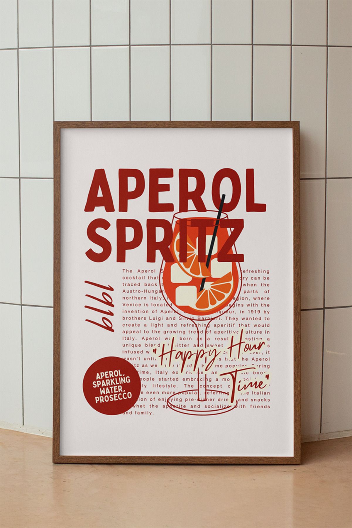 baselith Aperol Spritz Kokteyl Tarifi Posteri - Renkli Modern İçecek Mutfak Duvar Dekoru - Çerçevesiz Baskı