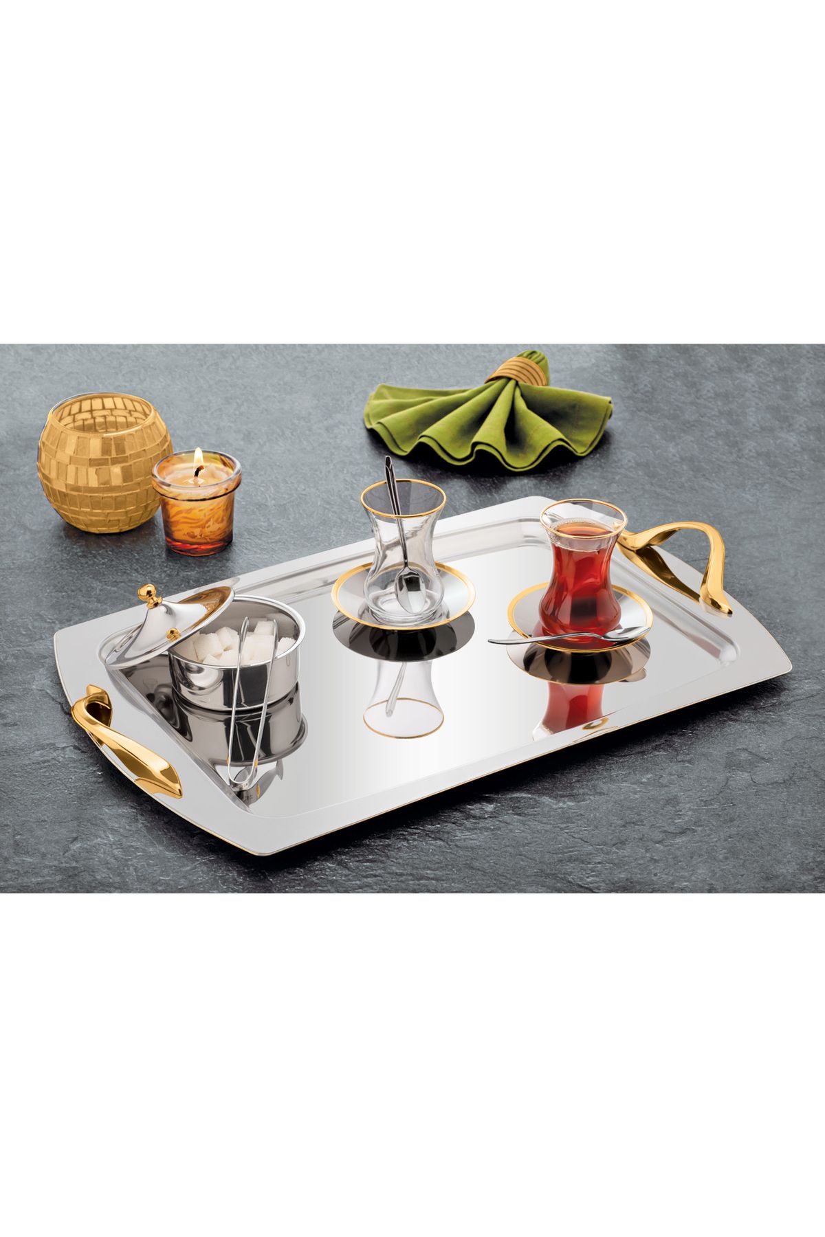 ÖZLİFE SELF 40 Parça Çay Seti SADE Gold
