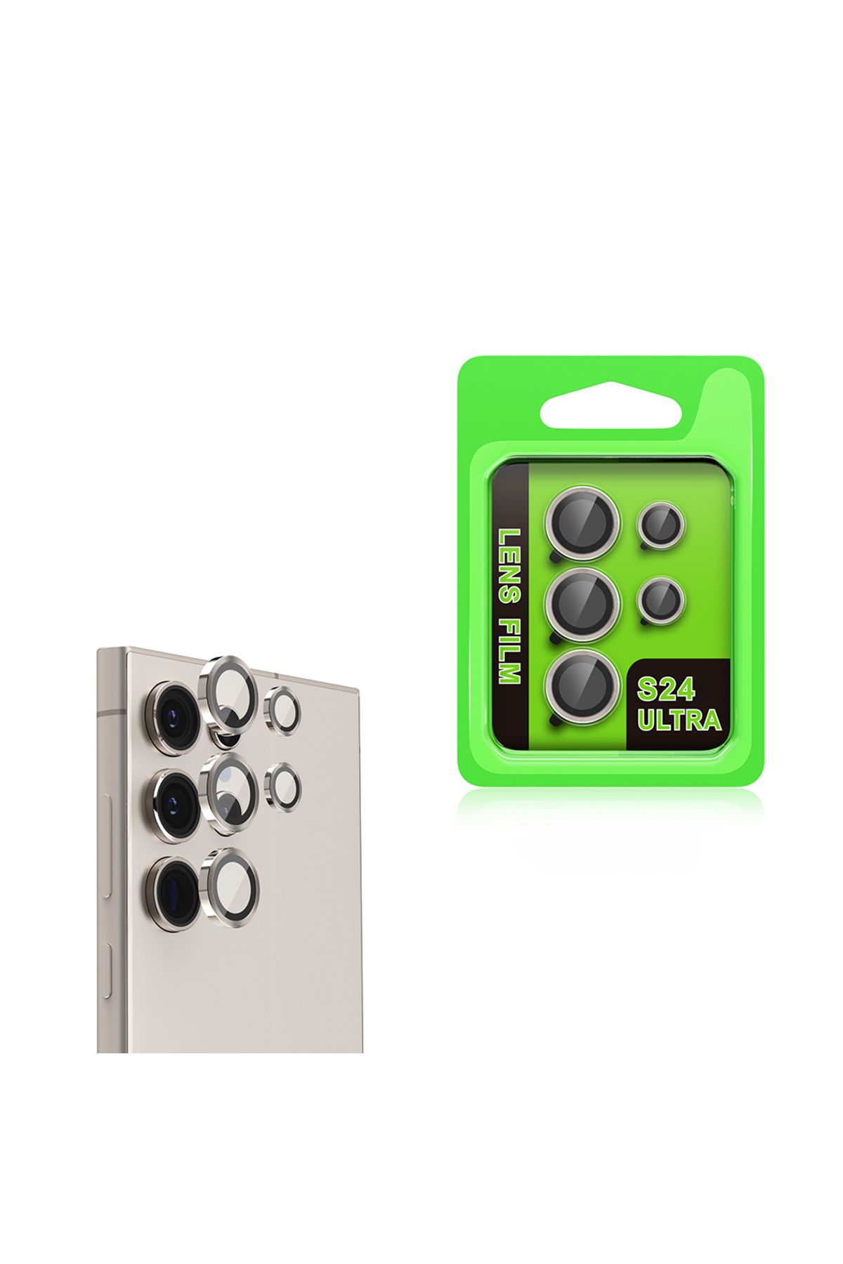 System Com Galaxy S24 Ultra SYS CL-07 Kamera Lens Koruyucu - Titanyum-Gri