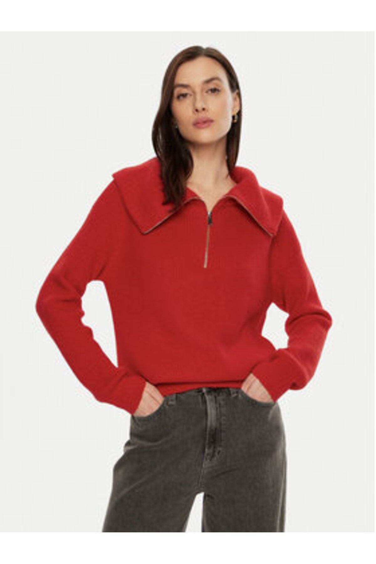 Morgan-Women's Sweater 242-MCOLAR Red 4