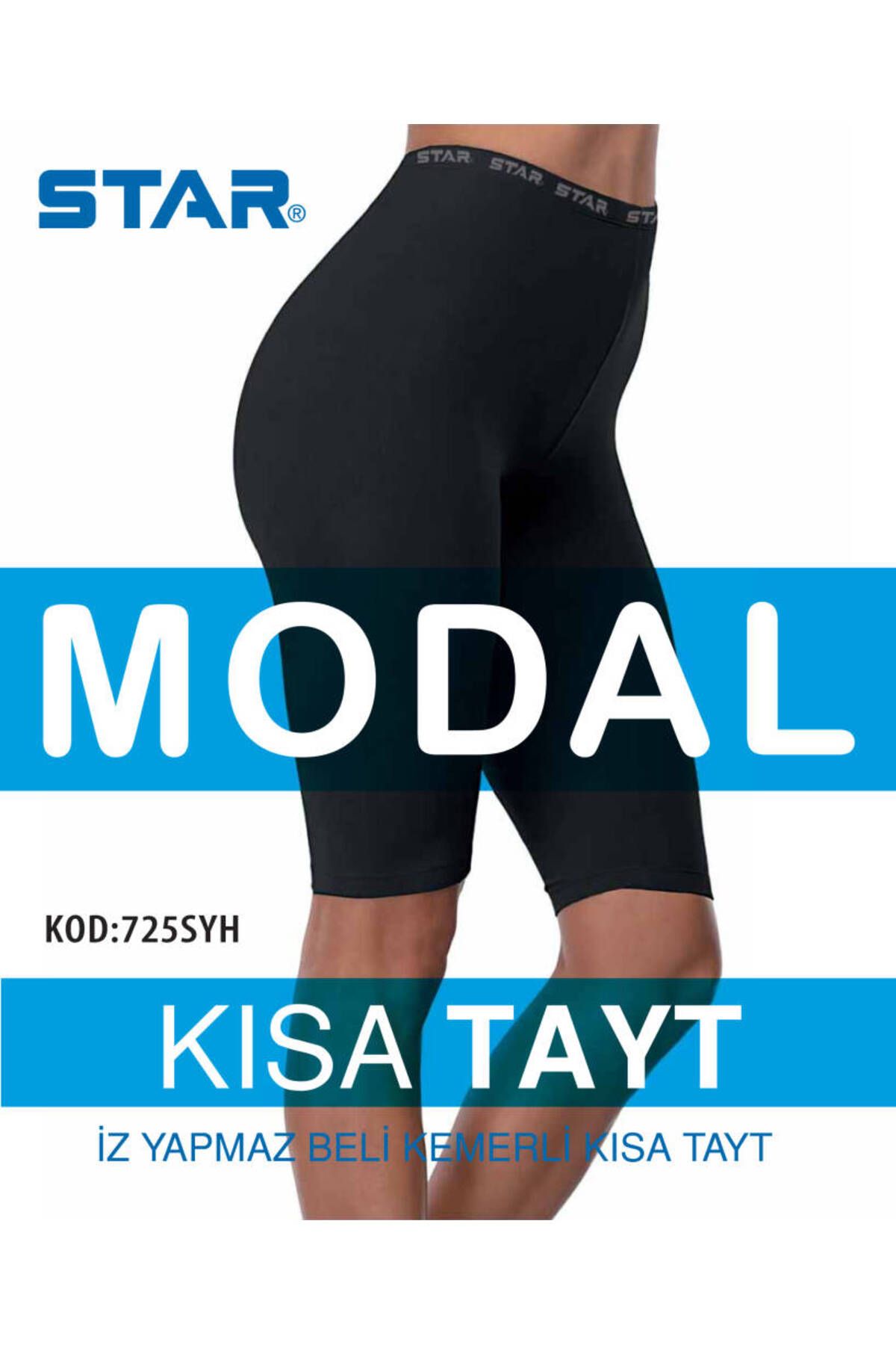 Star KADIN SİYAH MODAL DİZ ÜSTÜ KISA TAYT