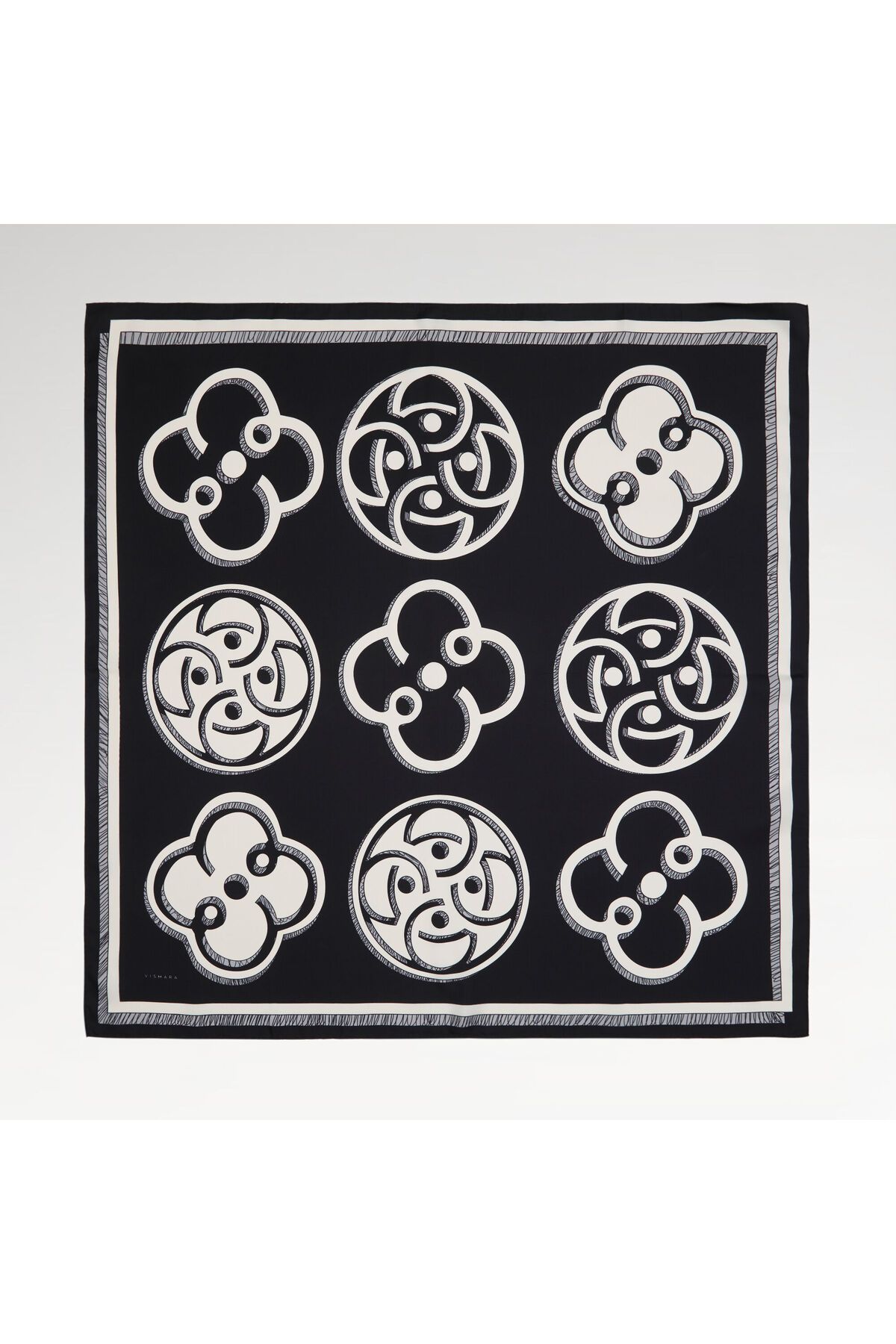 Vismara Siyah Vismara Monogram Desenli Twill İpek Eşarp