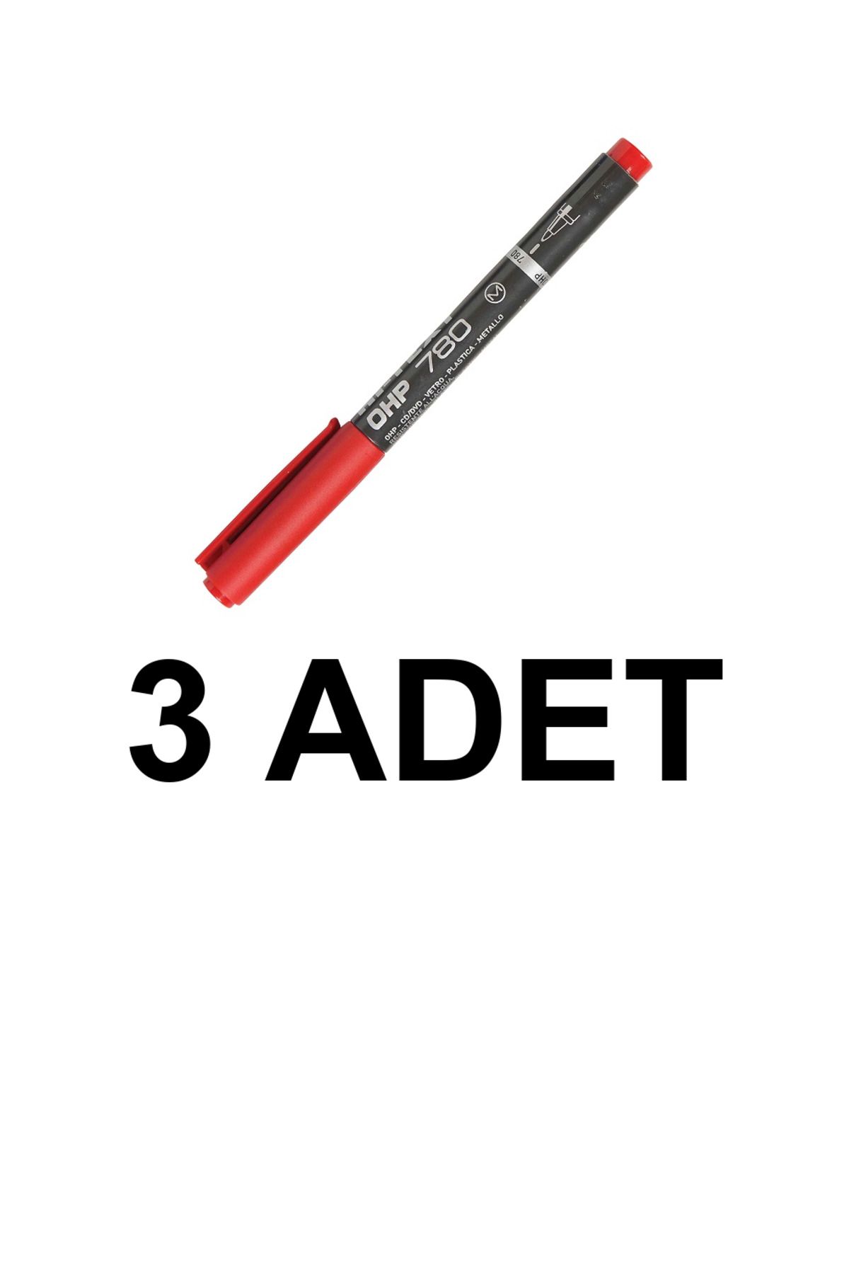Hi-Text 3 ADET ASETAT KALEMİ (M) KIRMIZI 780MK