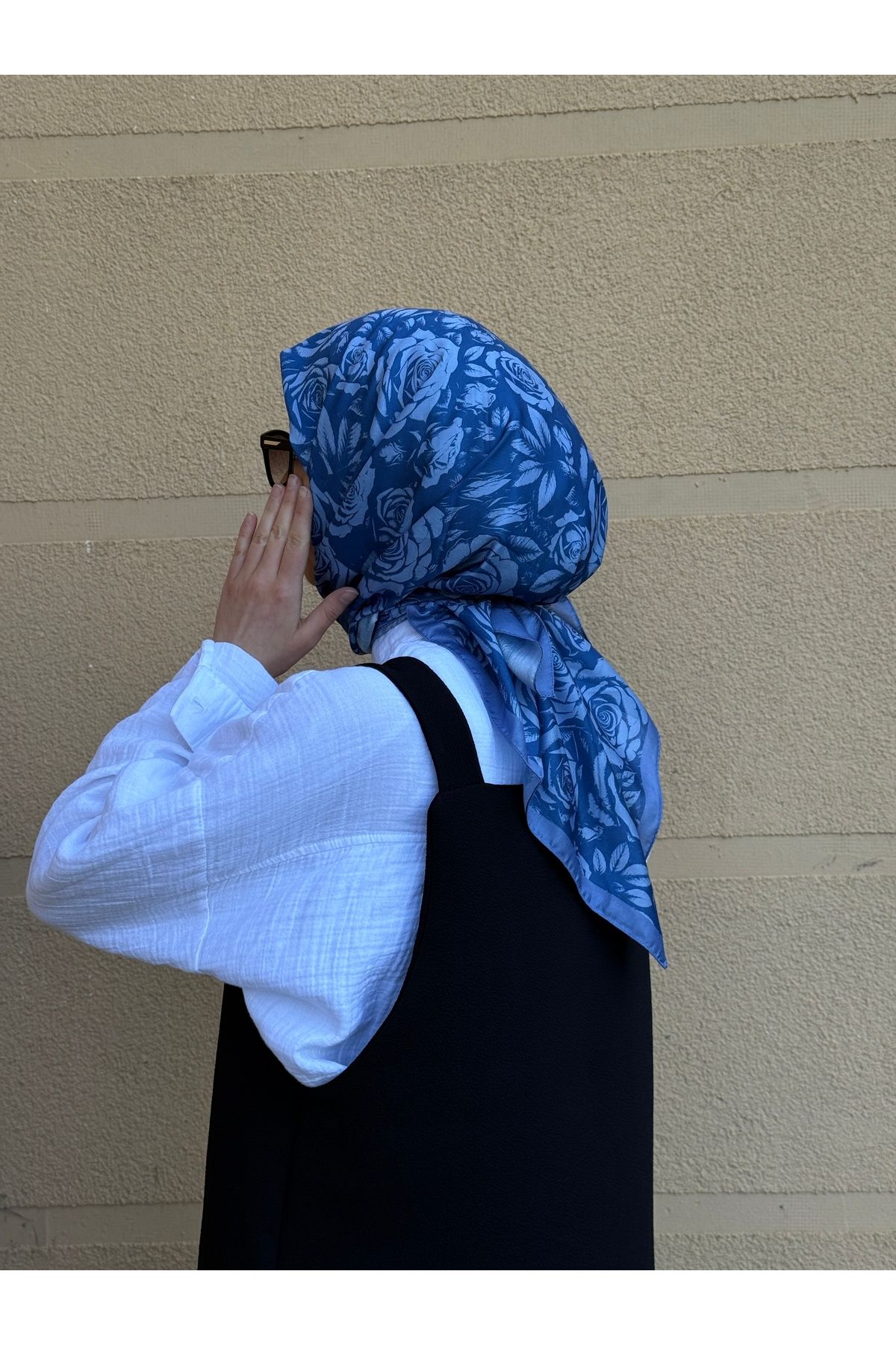 Qalortex Scarf Pamuklu Soft Roza Desen Eşarp-Okyanus