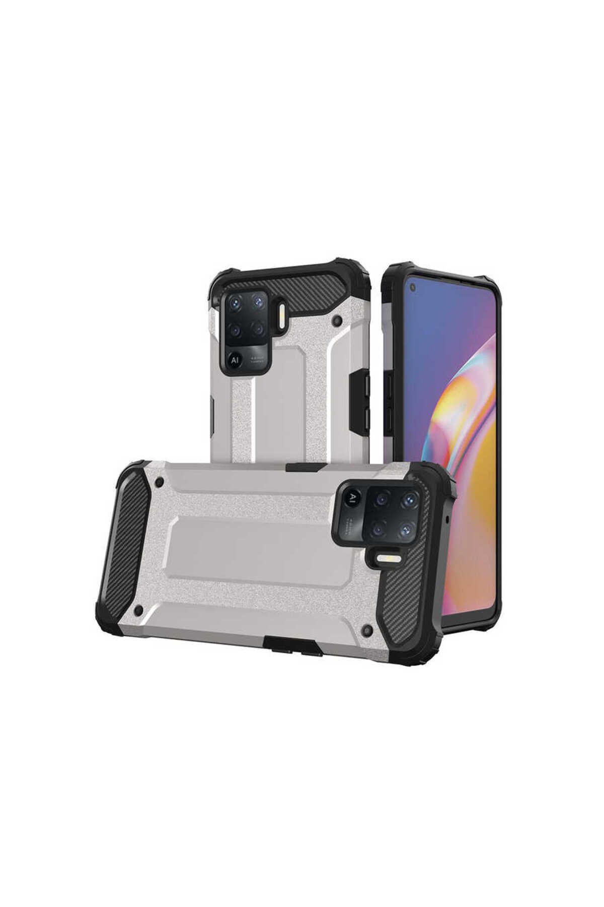 System Com Reno 5 Lite Kılıf SYS Crash Silikon Kapak - Gri