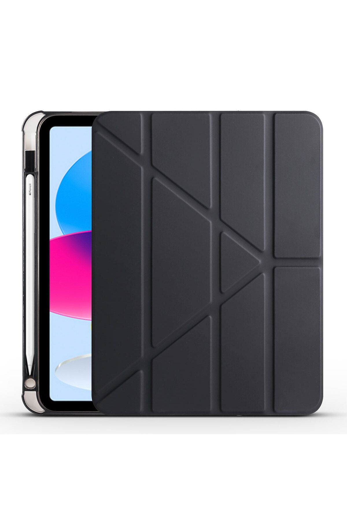 UMEYIR iPad 11.Nesil 2025 Kılıf SYS Tri Folding Kalem Bölmeli Standlı Kılıf - Siyah