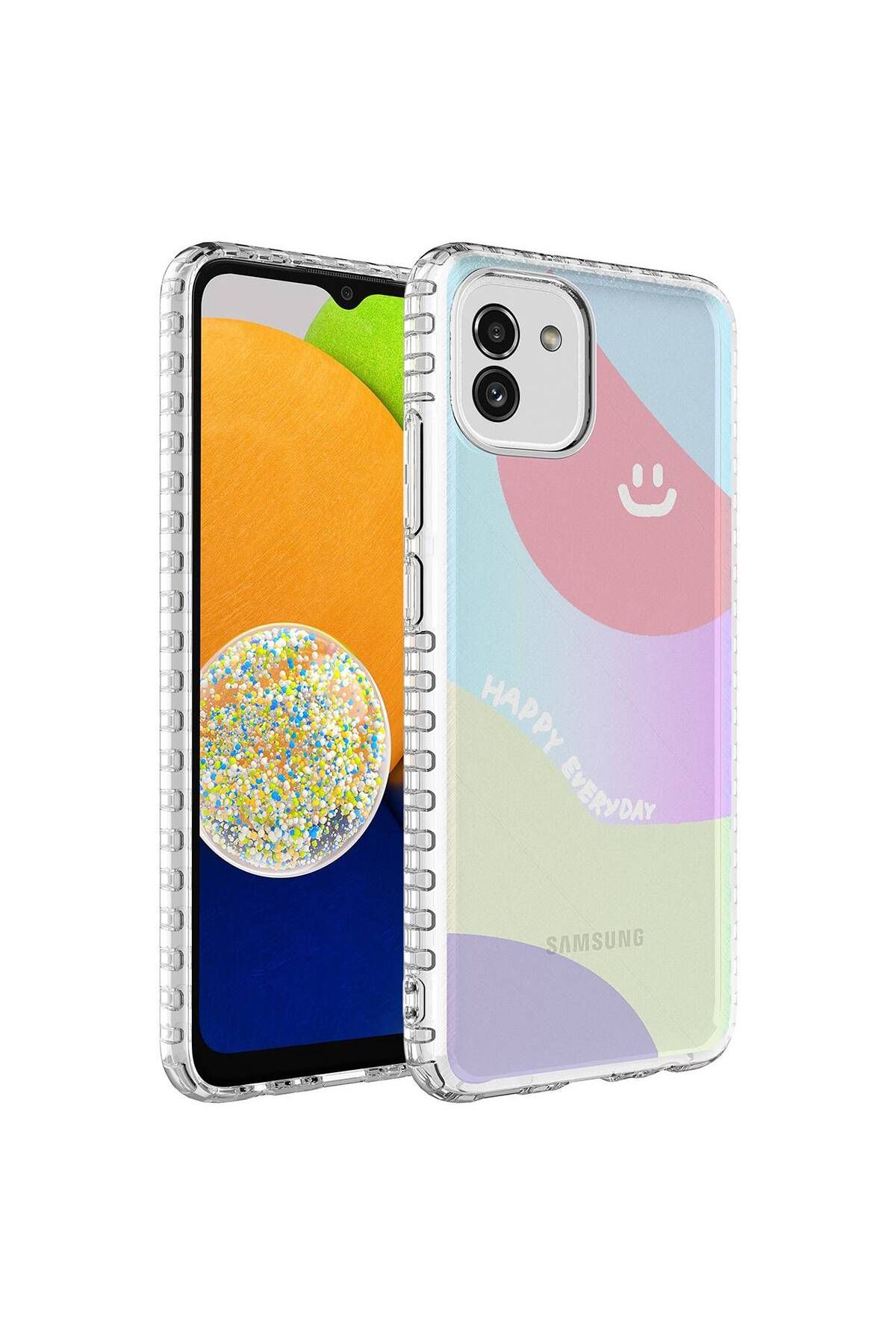 System Com Galaxy A04 Kılıf Airbag Kenarlı Renkli Desenli Silikon SYS Elegans Kapak - NO7