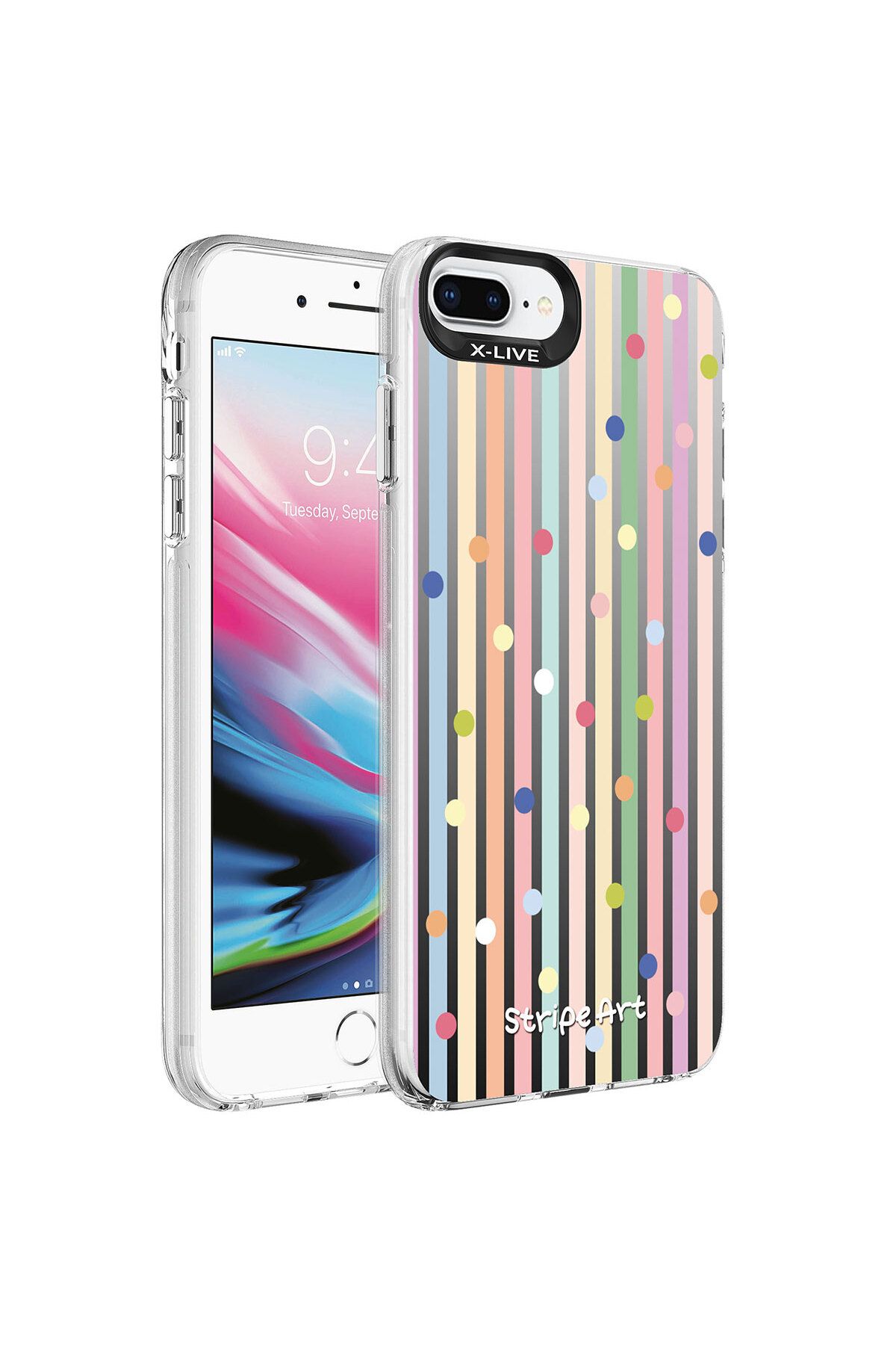 System Com iPhone 7 Plus Kılıf Desenli SYS Silver Sert Kapak - Noktalar