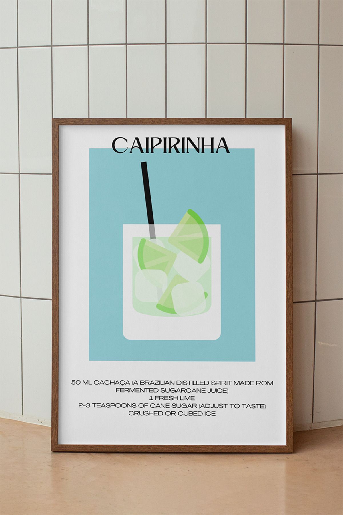 baselith Caipirinha Kokteyl Tarifi Posteri - Renkli Modern İçecek Mutfak Duvar Dekoru - Çerçevesiz Baskı