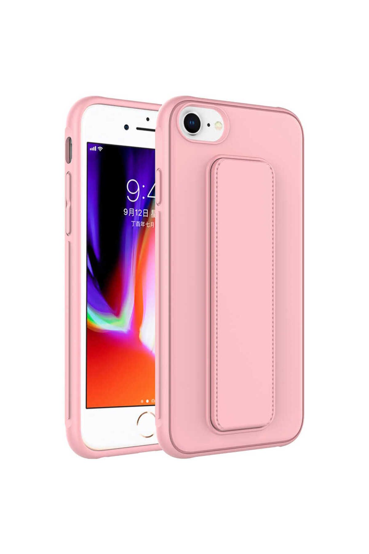 System Com iPhone SE 2022 Uyumlu SYS Qstand Kılıf-Pembe