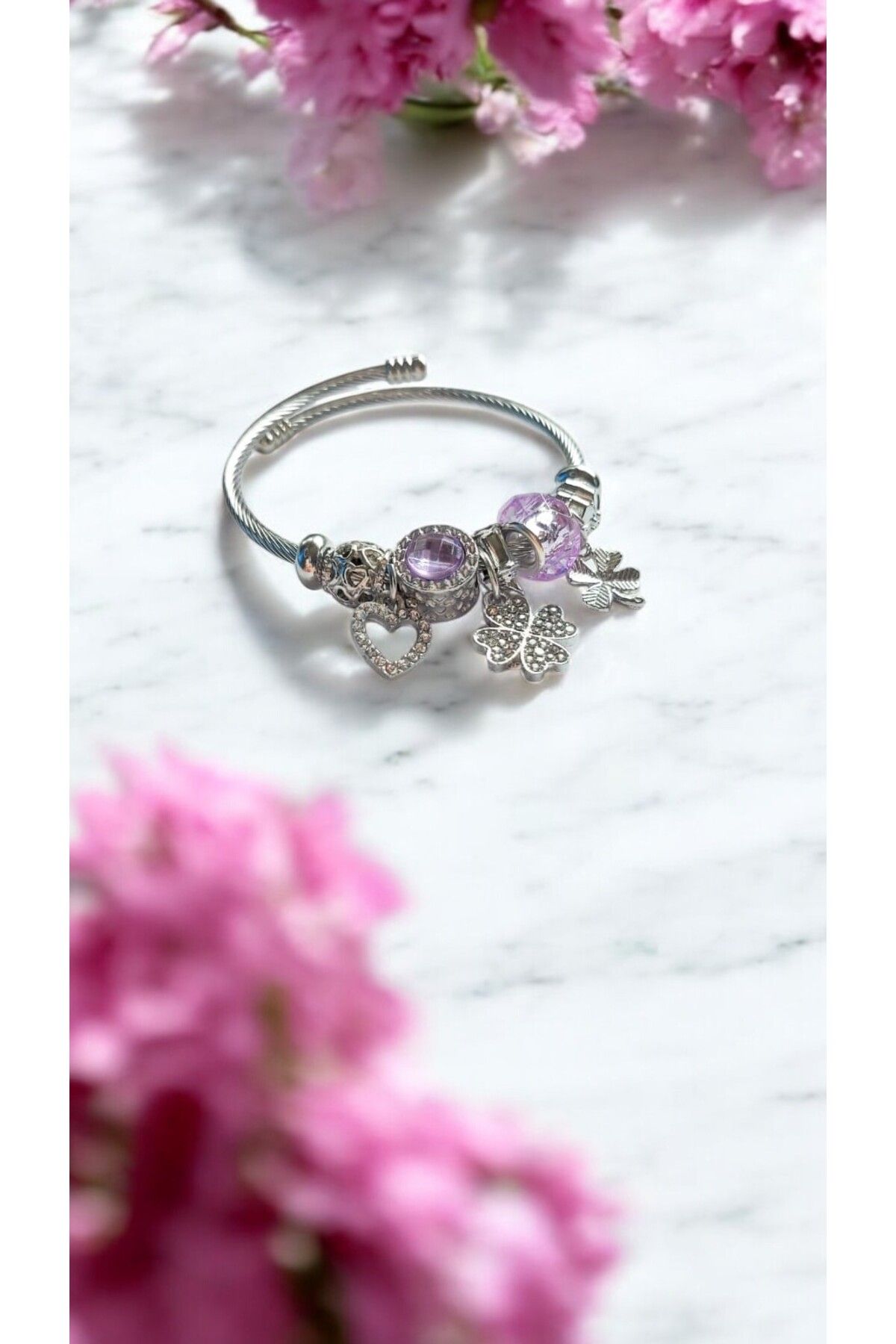 NOVA JEWELLERY Zirkon TaşlıModel Çarm Bileklik Silver