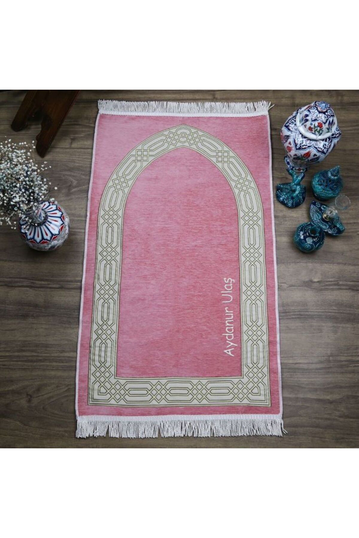 İkranur İsme Özel Seccade Payidar Pembe 65x115 cm - 320 gr