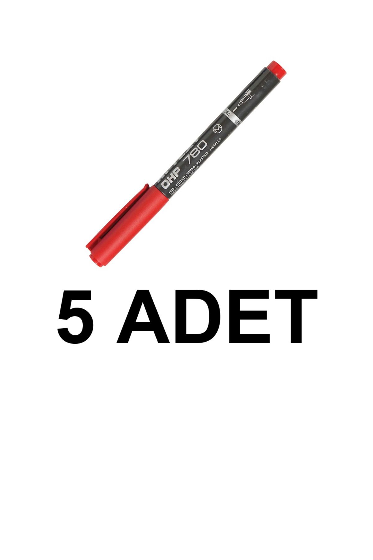 Hi-Text 5 ADET ASETAT KALEMİ (M) KIRMIZI 780MK