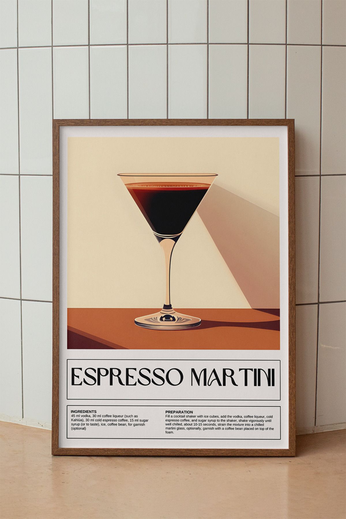 baselith Espresso Martini Kokteyl Tarifi Posteri - Renkli Modern İçecek Mutfak Duvar Dekor - Çerçevesiz Baskı