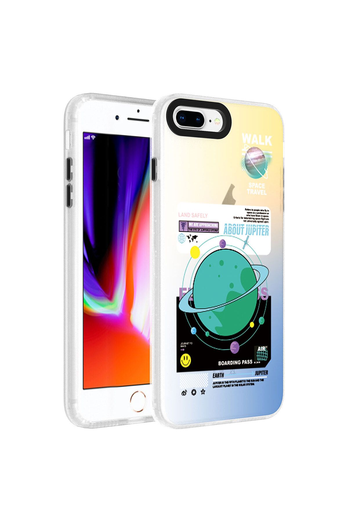System Com iPhone 8 Plus Kılıf Desenli SYS Dragon Sert Kapak - Gezegen