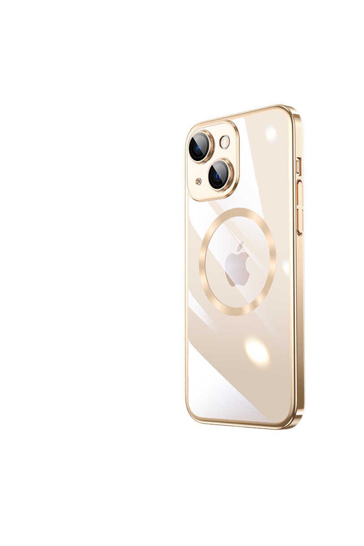 System Com iPhone 13 Uyumlu Wireless Şarj Özellikli Sert PC SYS Riksos Magsafe Kılıf-Gold