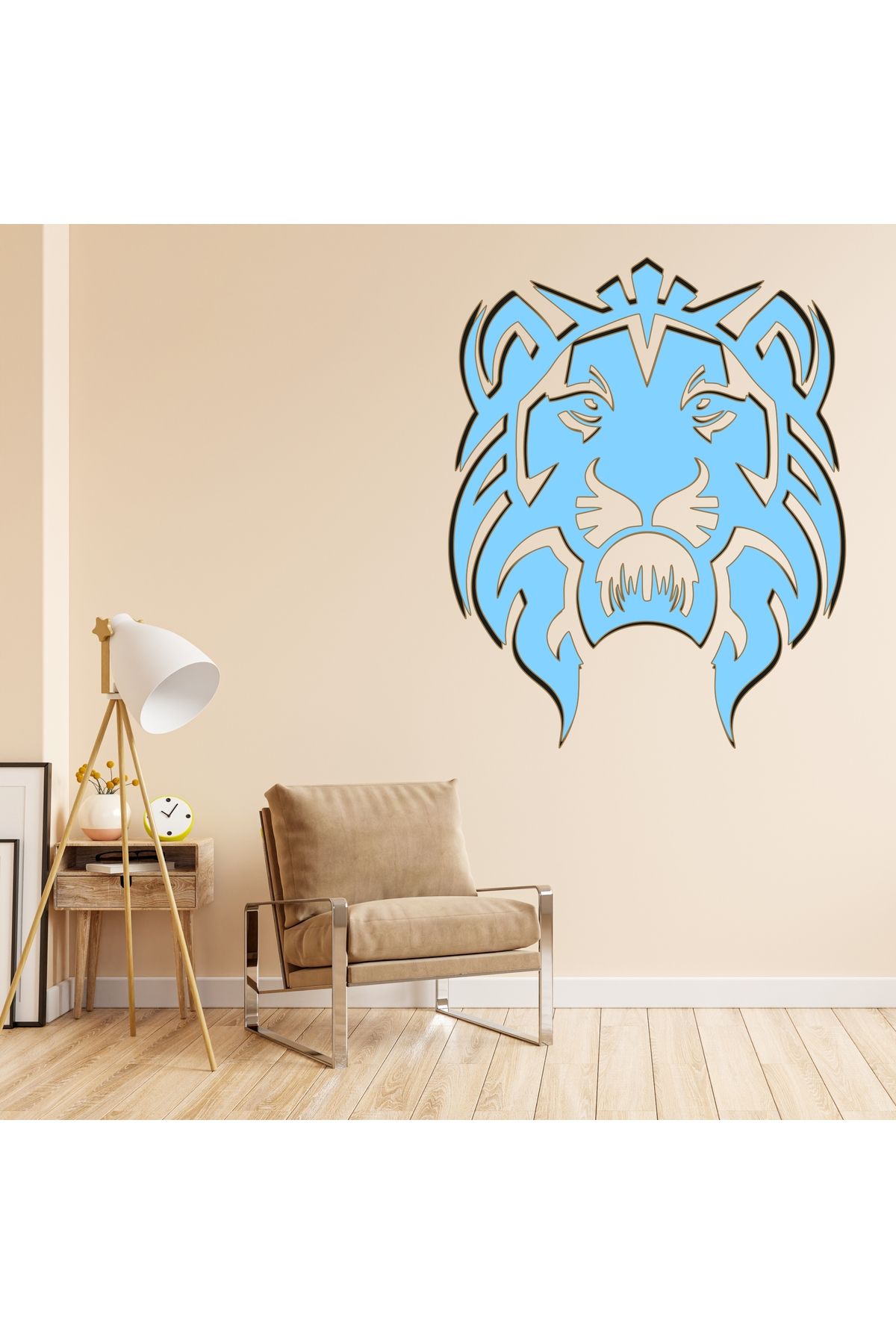 Grand Fine Art Tek Parça Renkli MDF Aslan Kafası