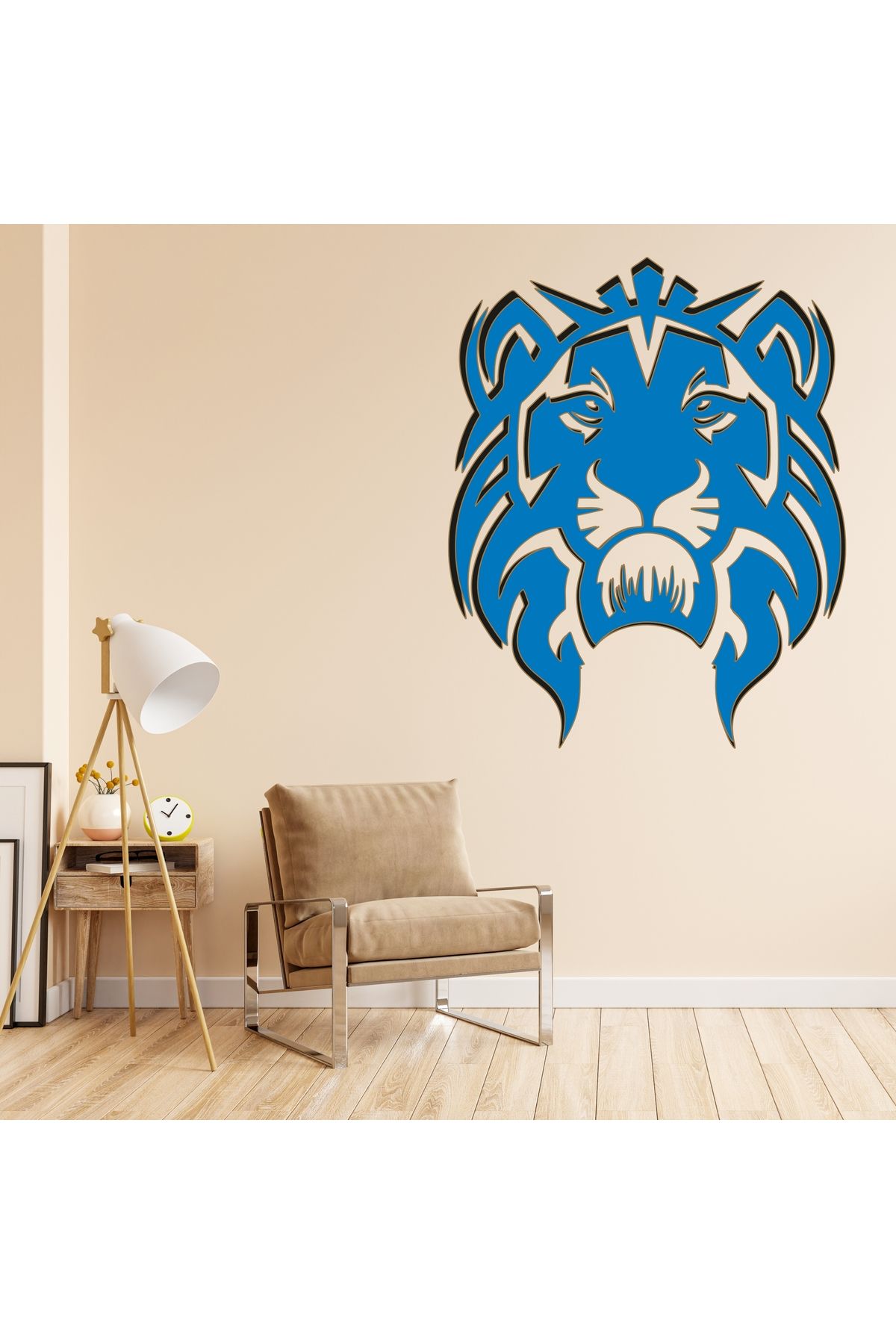 Grand Fine Art Tek Parça Renkli MDF Aslan Kafası