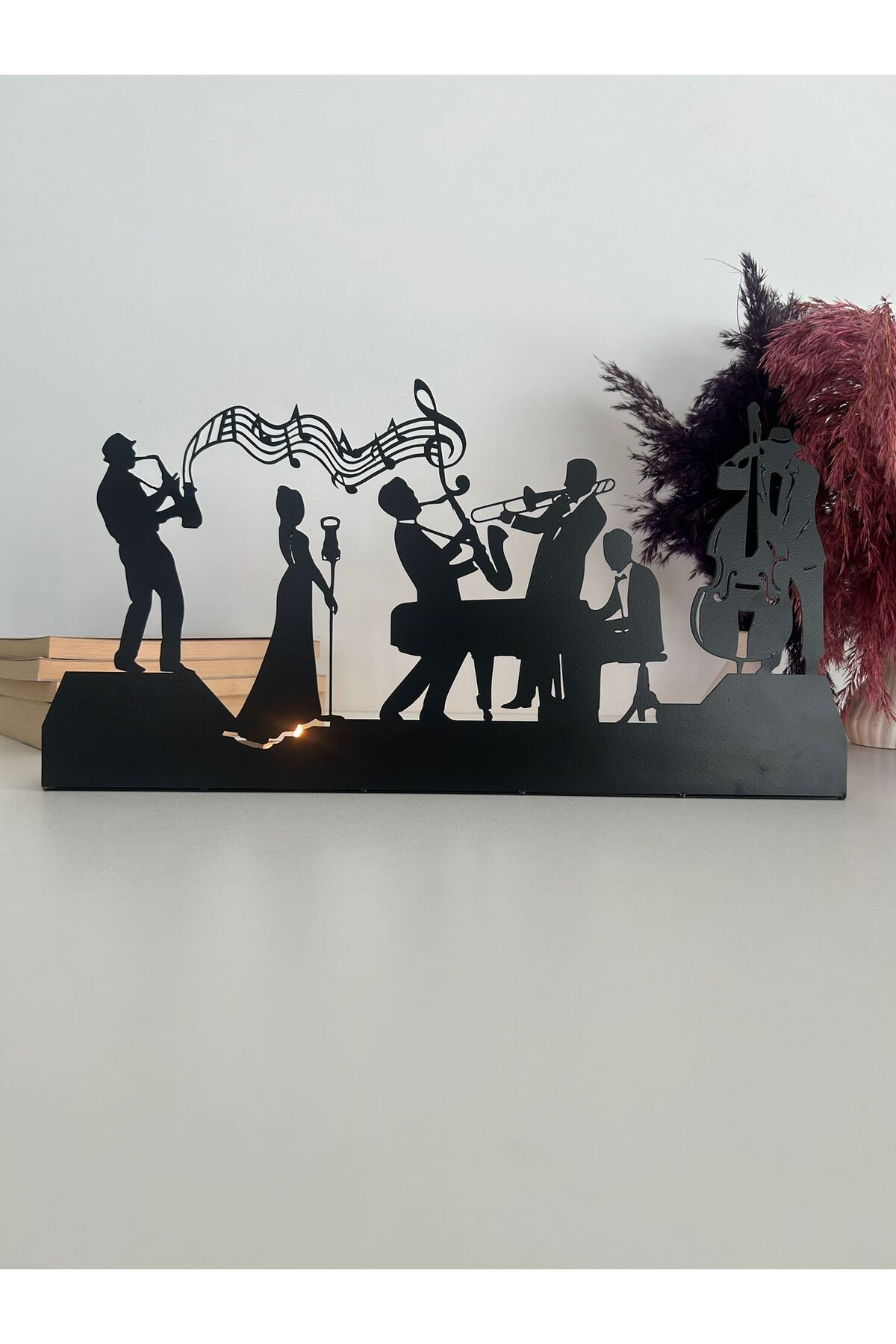 Alamer Decor Müzikal Temalı Dekoratif Metal Mumluk