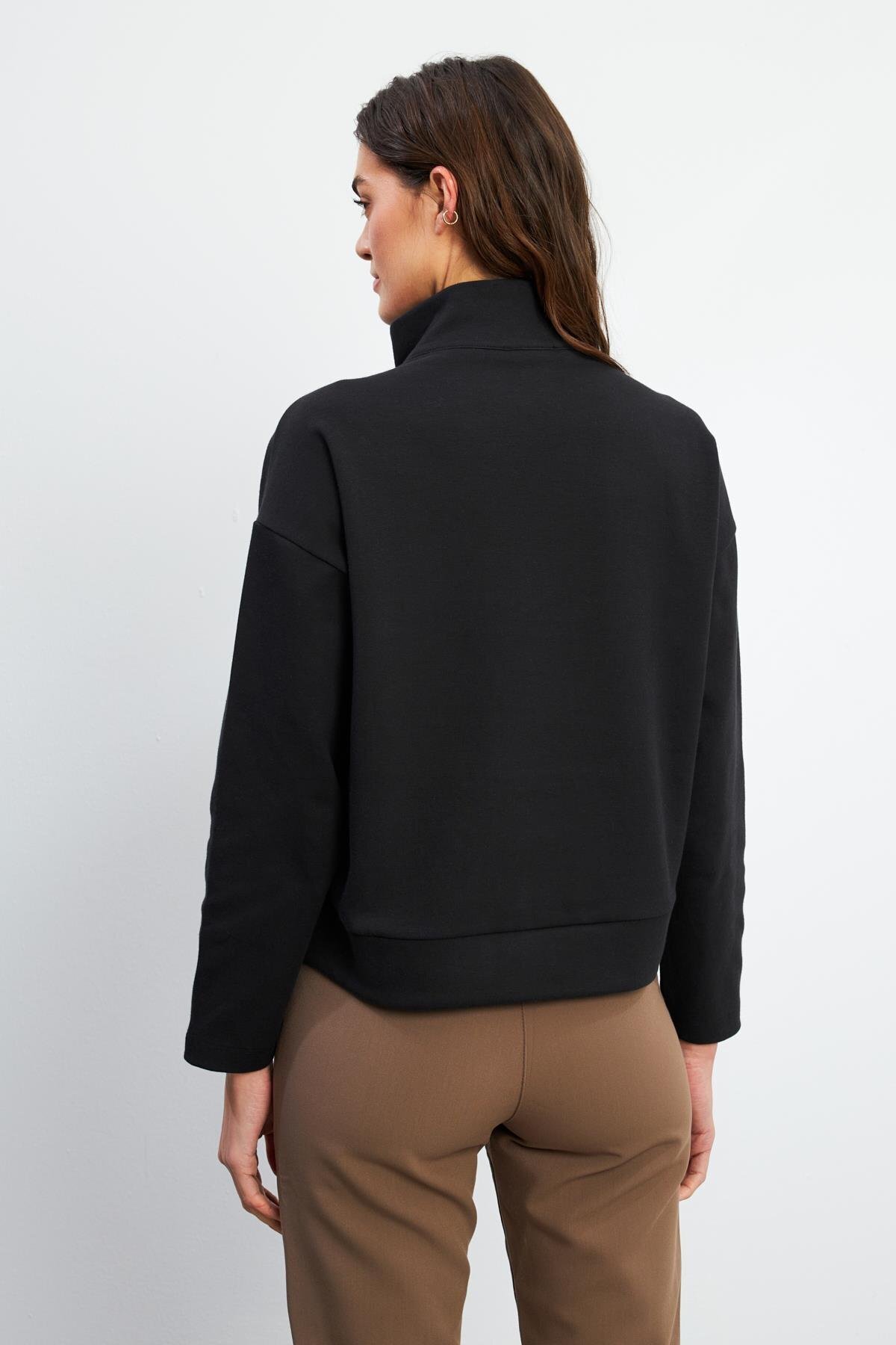 VENA  Kadın Sera Siyah Dik Yaka Sweatshirt - Görsel 4