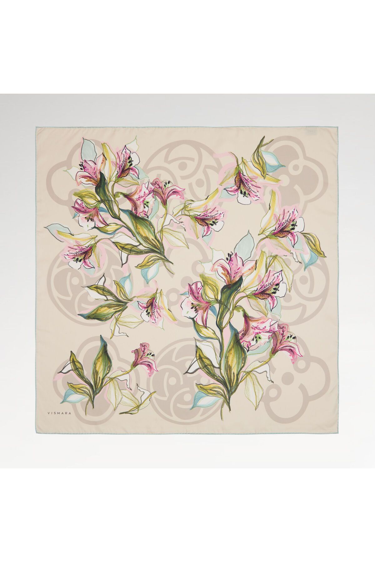 Vismara Vizon Vismara Monogram Lilyum Çiçek Desenli Twill İpek Eşarp