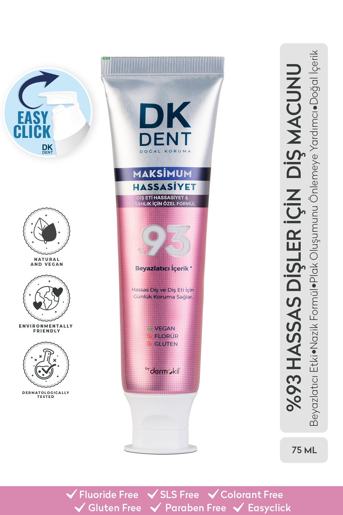 Dkdent %93 Beyazlatıcı Maksimum Hassasiyet Diş Macunu 75 ml