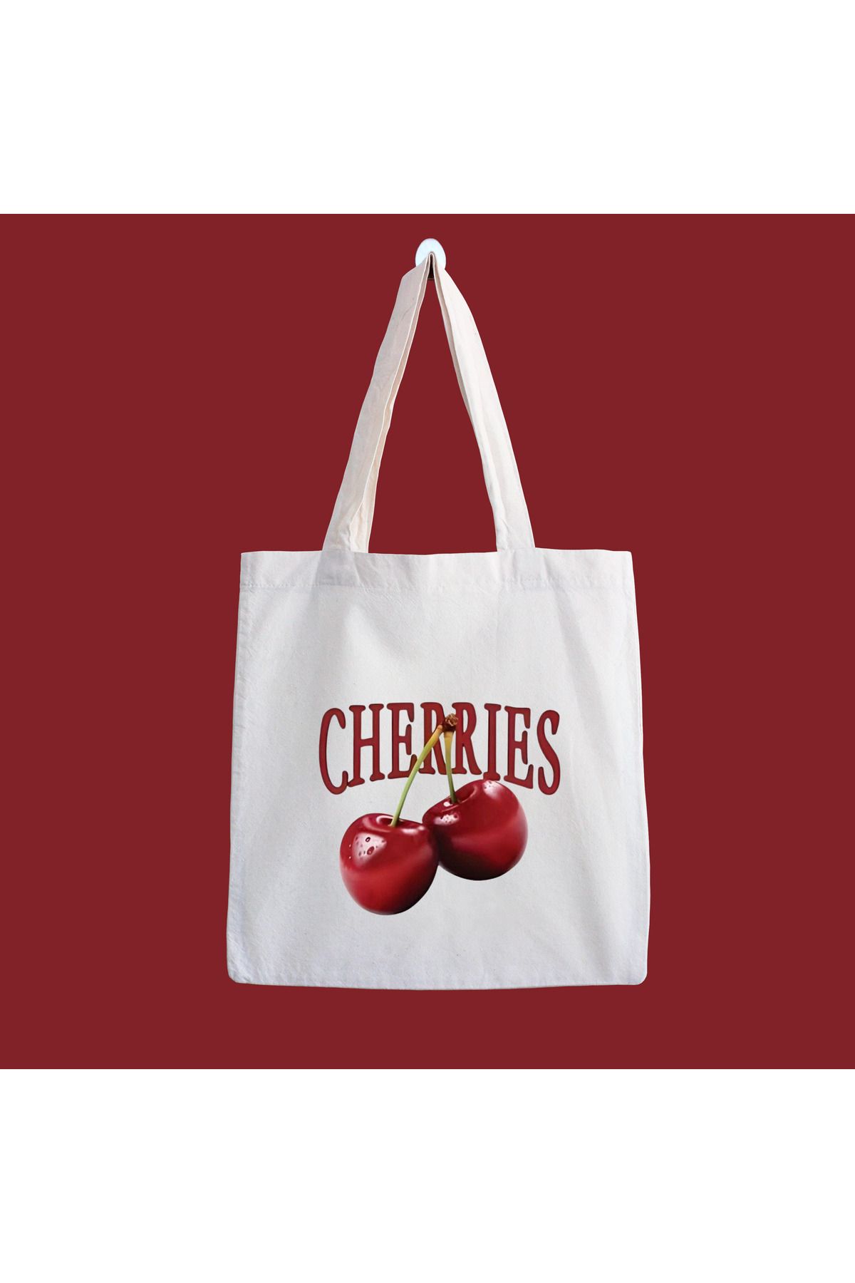 designedfy Cherries Su Geçirmez Baskılı Bez Çanta