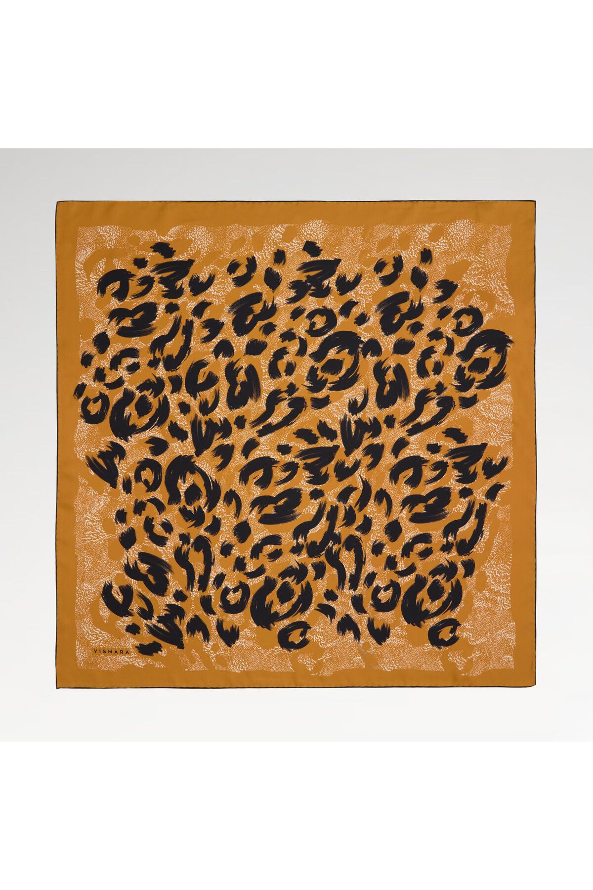 Vismara Gold Leopar Desenli Twill İpek Eşarp