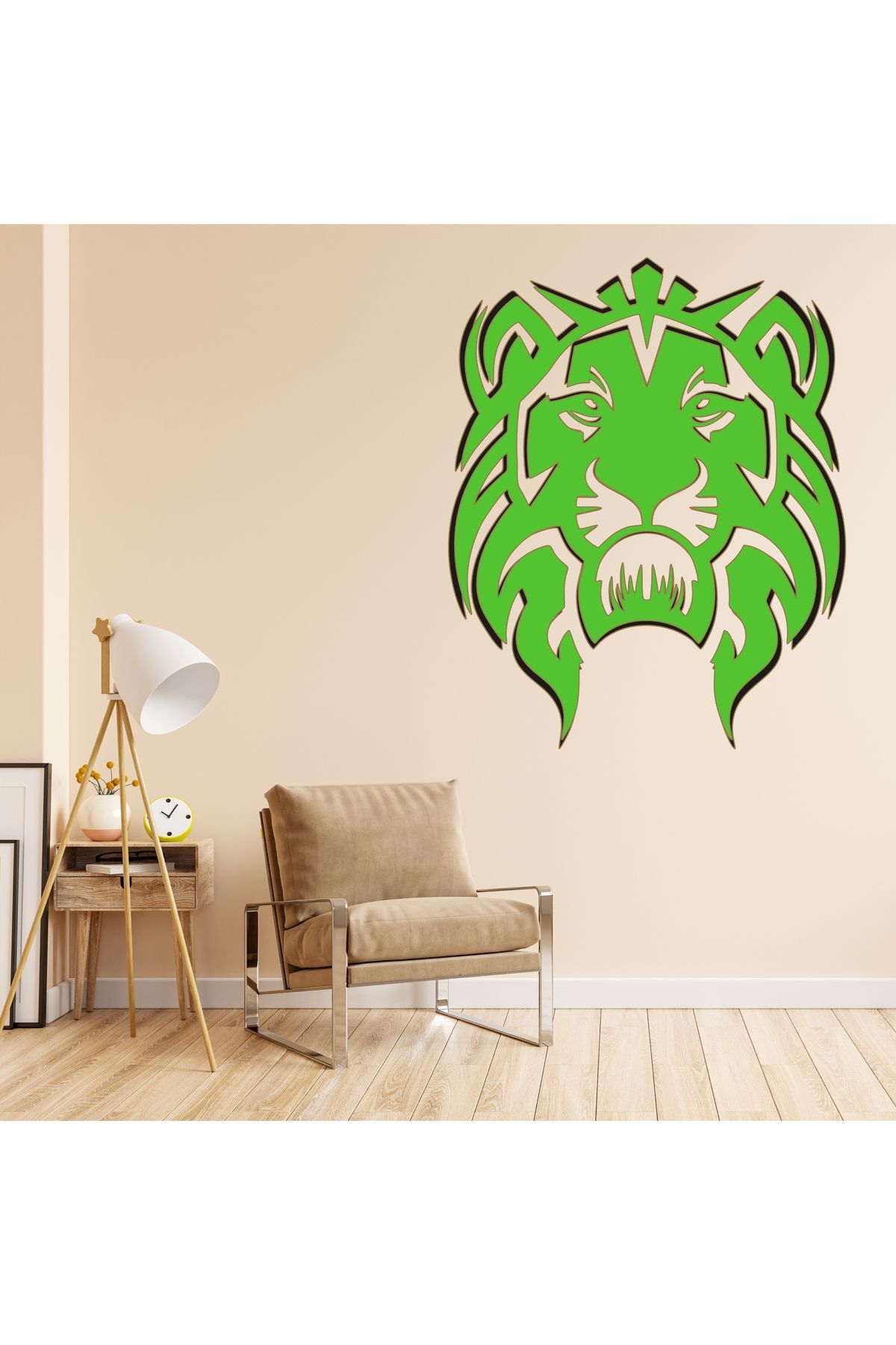 Grand Fine Art Tek Parça Renkli MDF Aslan Kafası