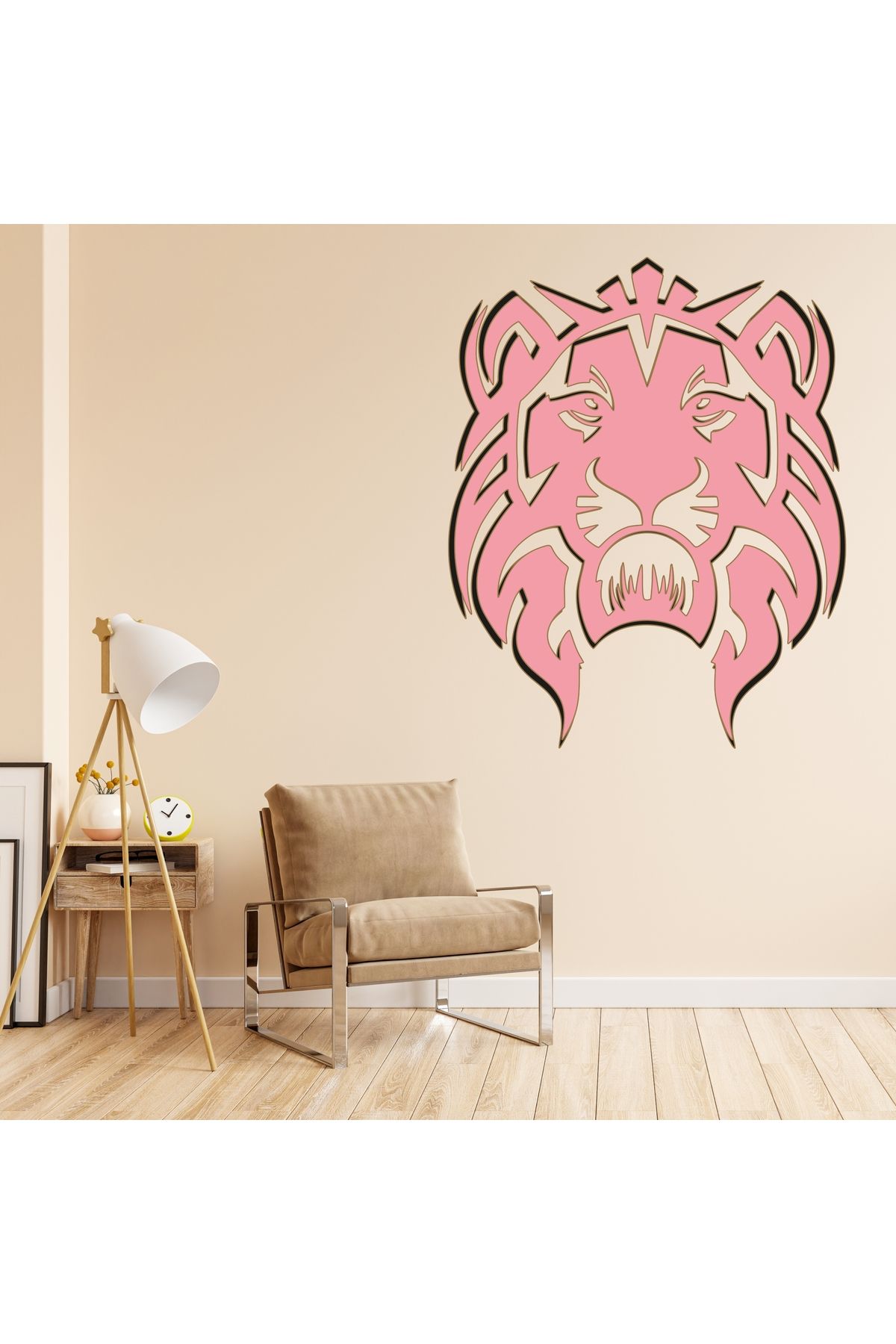 Grand Fine Art Tek Parça Renkli MDF Aslan Kafası