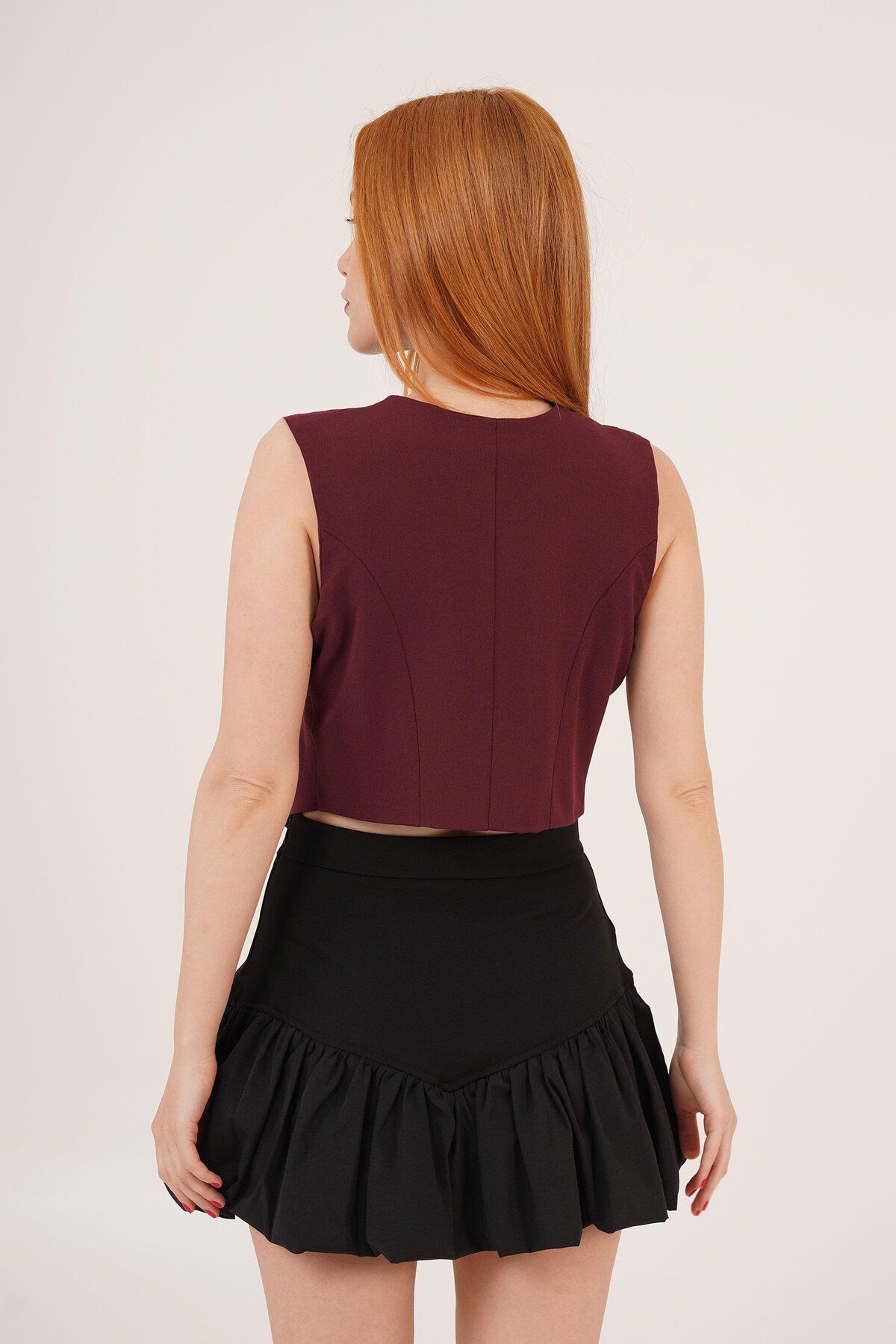 Castivo Fashion V Yaka Düğmeli Üçgen Kesim Yelek