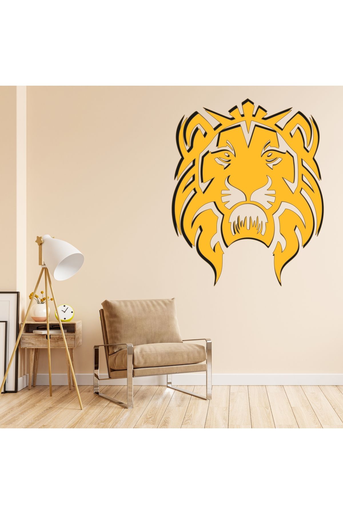 Grand Fine Art Tek Parça Renkli MDF Aslan Kafası