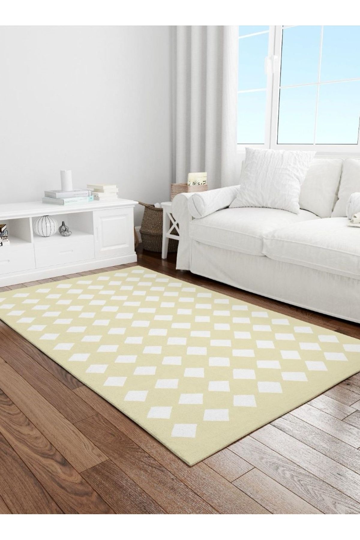 DERAS HOME Dijital Baskı Yıkanabilir Kaymaz Taban Salon Halısı Ve Yolluk