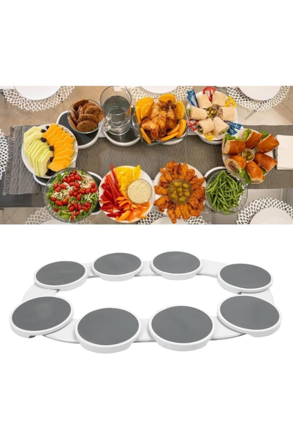 OEM-Platou rotativ oval extensibil multifuncțional Lazy Susan 3