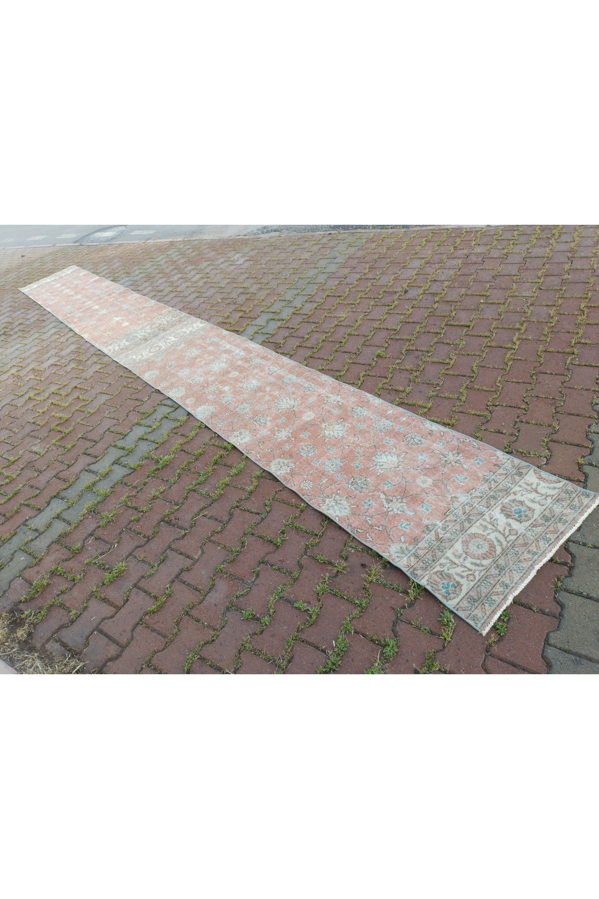 ŞAHMERDANOĞLU 74 x 627 Cm El Dokuma Vintec-Eskitme Extra Uzun Yolluk Halı, Koridorunuza Bohem Dekor v120