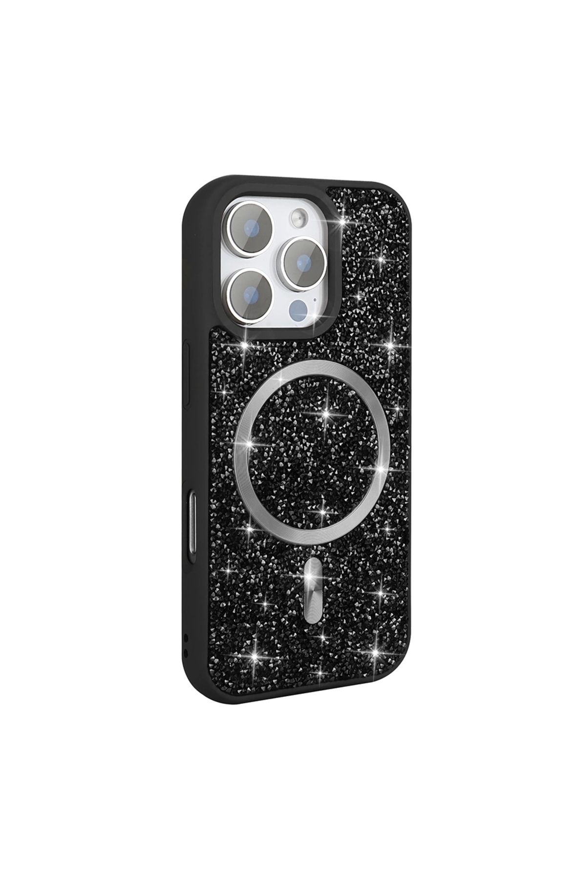 Redclick Apple iPhone 16 Pro Max Kılıf Pırlanta Tasarımlı Magsafe Şarj Özellikli Redclick Mozaik Silikon Kapa