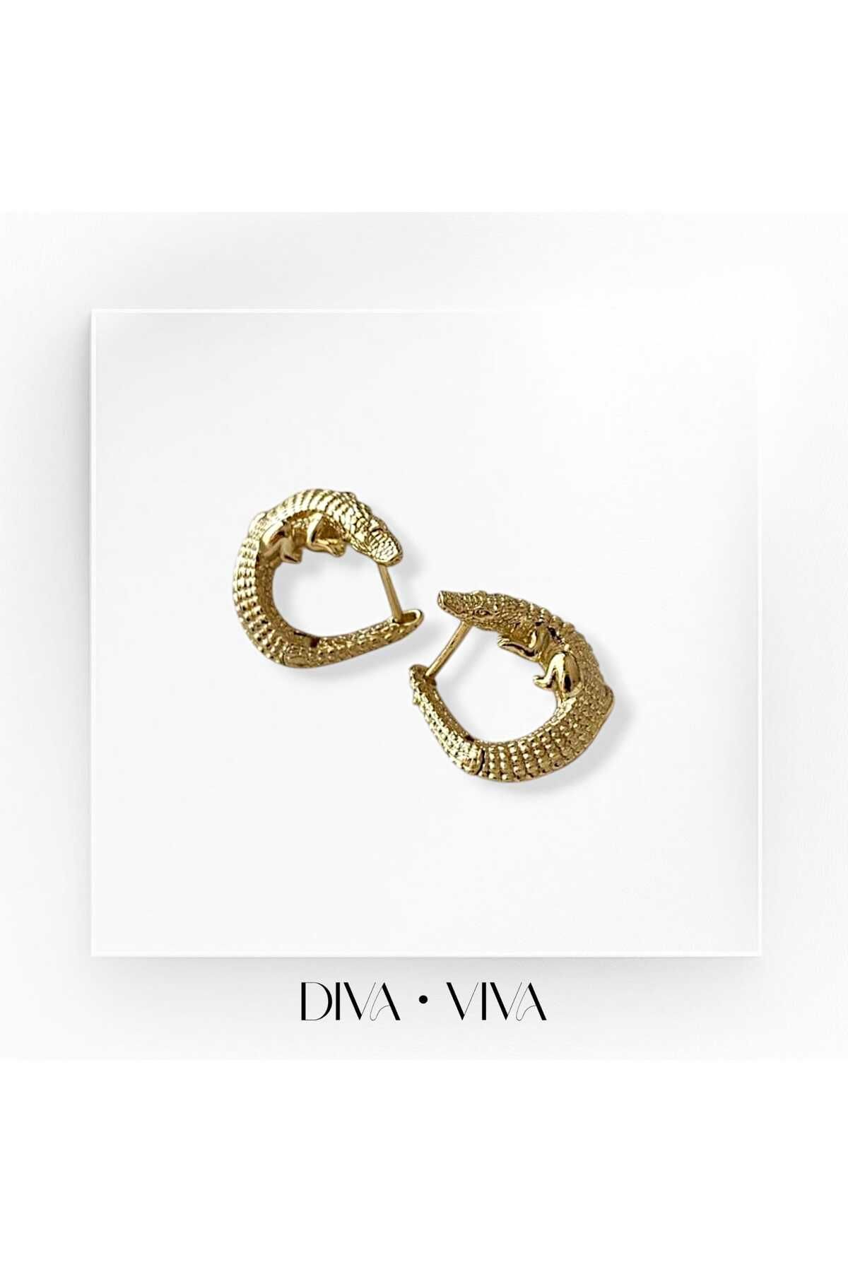 DivaViva Diva Viva - VIP 14K Timsah Kadın Crocella Küpe