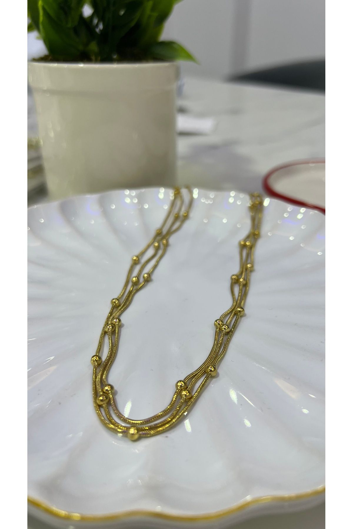 DUSK Çelik gold renk topçuklu kolye