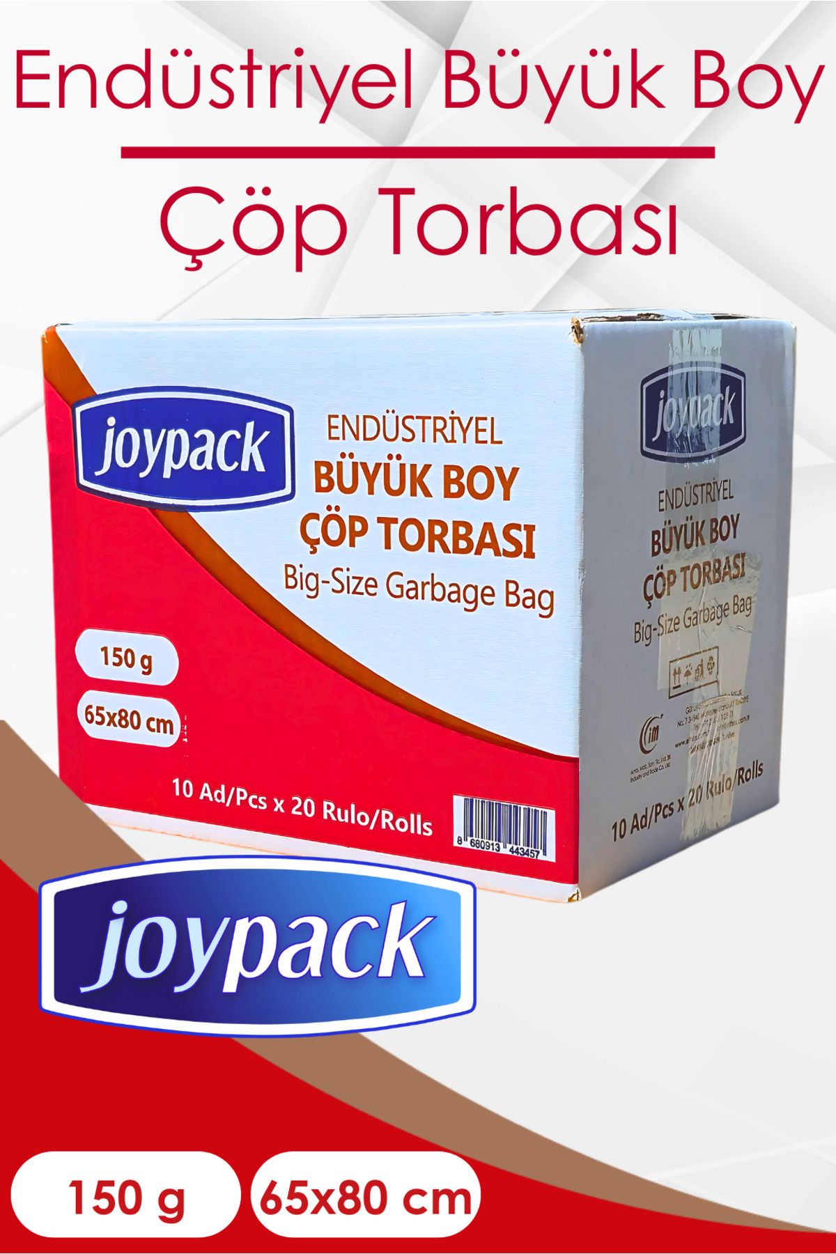 Joypack Endüstriyel Büyük Çöp Torbası 10'lu - 150gr 65x80 cm 50 Lt