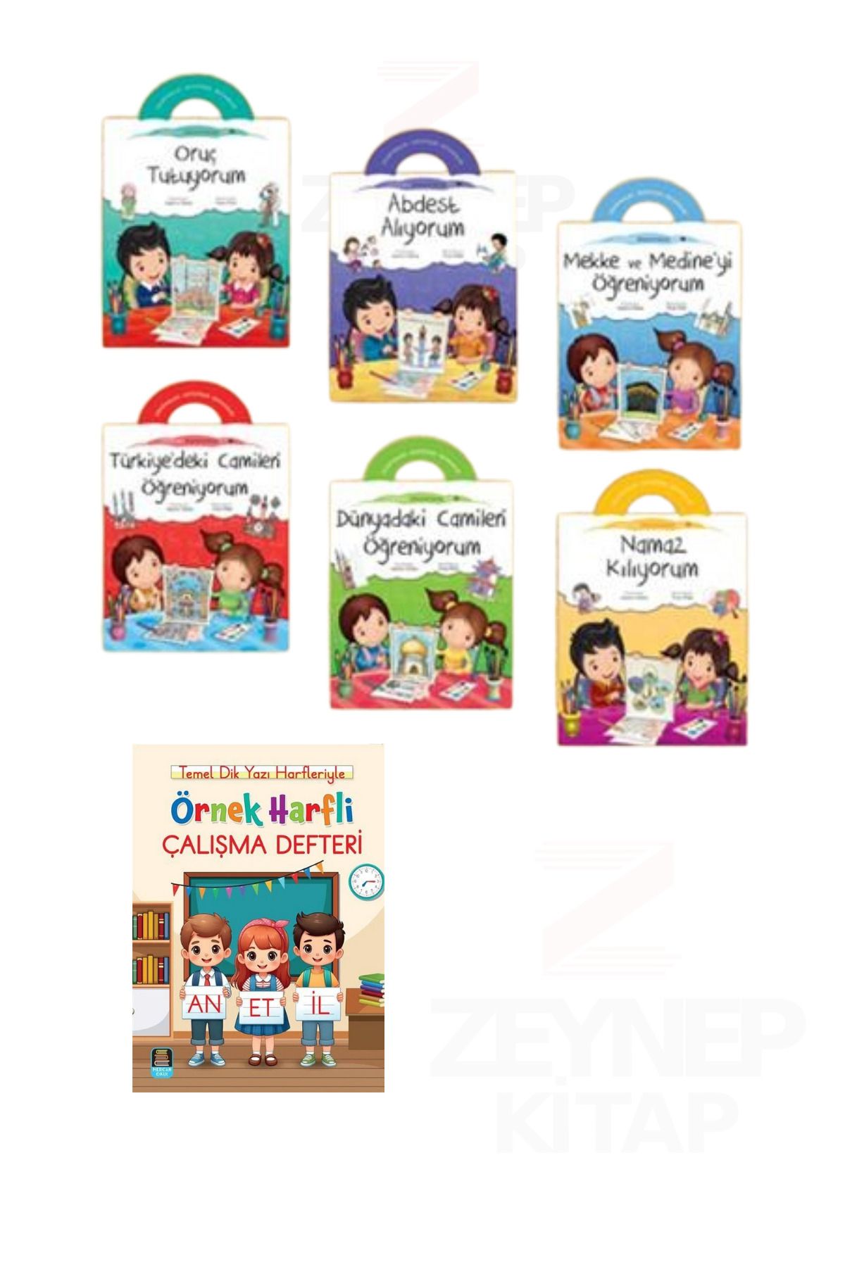 Nesil Çocuk Yayınları Etkinlikli Öğreniyorum Seti 6 Kitap ve Büyük Boy Örnek Harfli Çalışma Defteri Hediye