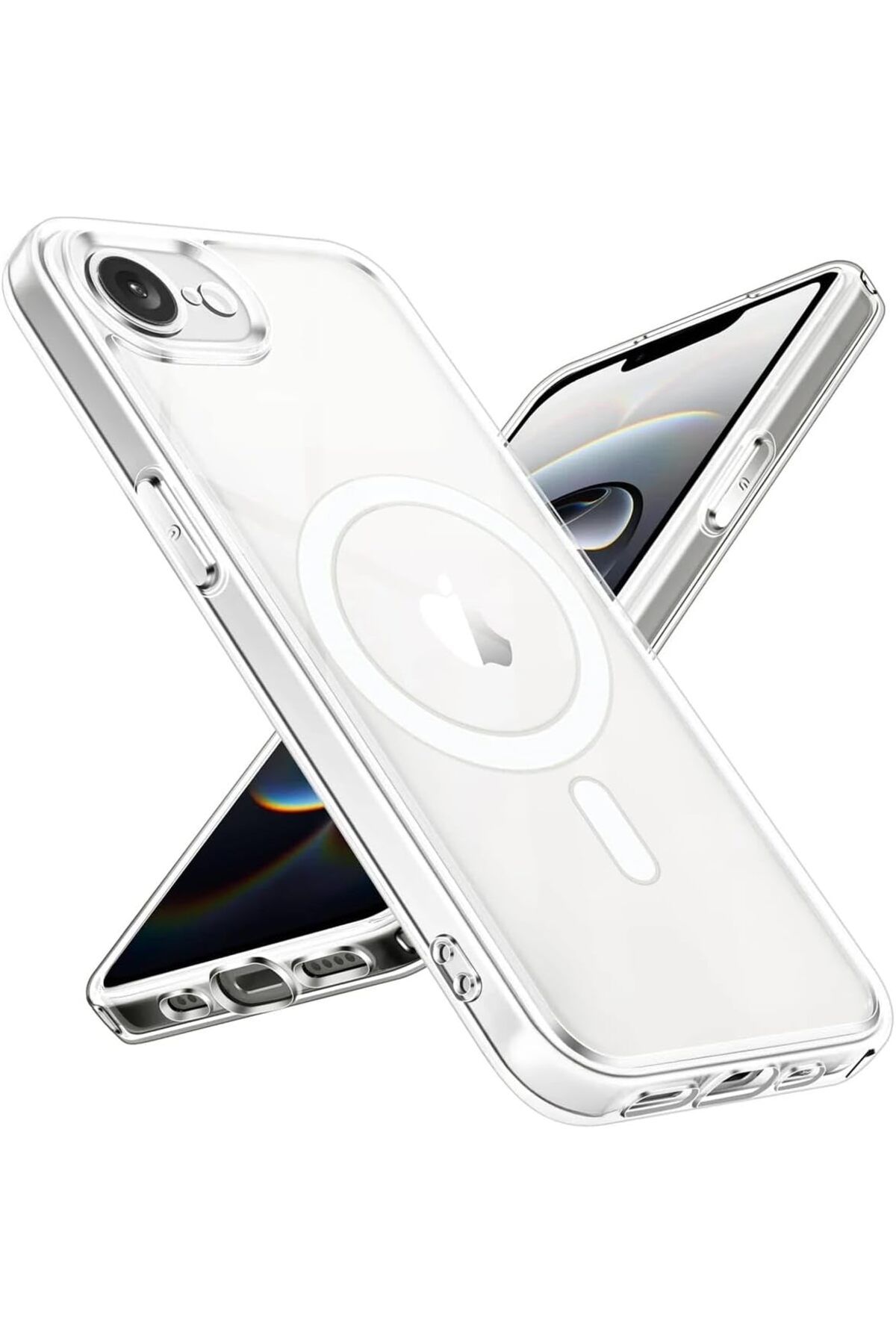 EİMA Apple iPhone 16e Uyumlu Magsafe Manyetik Wireless Kablosuz Şarj Destekli Sert Silikon Şeffaf Kapak
